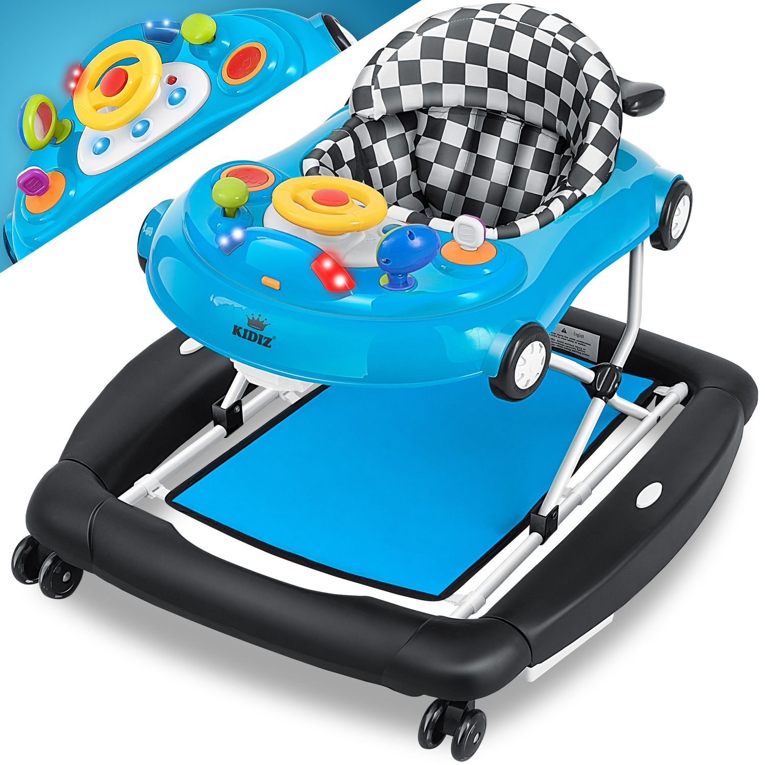 KIDIZ&reg; 4in1 Lauflernhilfe Babywalker Spiel- und Lauflernwagen Gehfrei - Schaukelfunktion Babywippe mit Rollen, Licht, Musik ,Spielecenter Esstisch Laufstuhl Laufhilfe babys ab 6 Monaten Klappbar - Bild 1