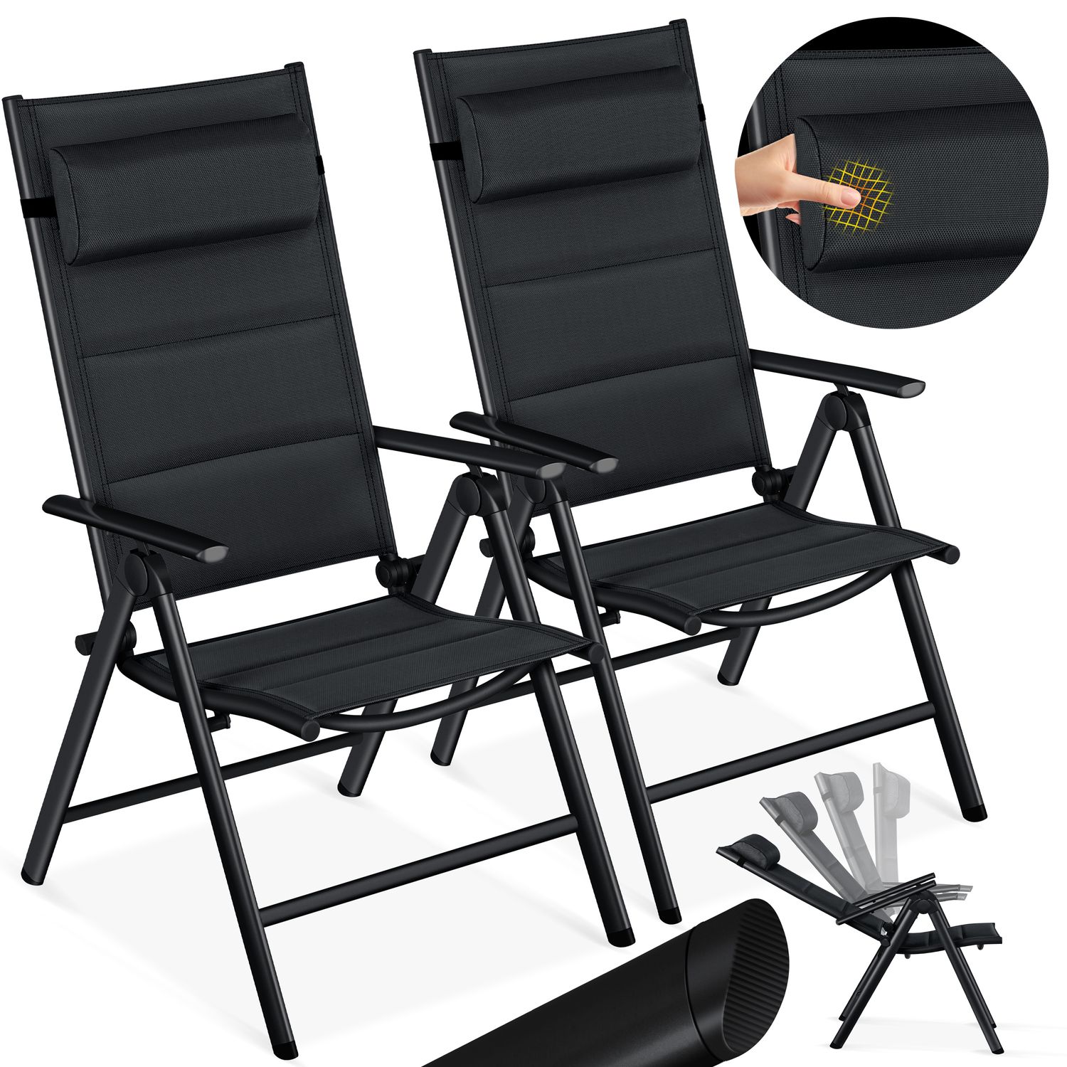 KESSER® Gartenstuhl Gepolstert Hochlehner Alu Stühle klappbar Lehne