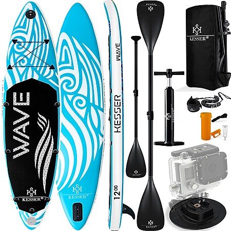 KESSER® Aufblasbares SUP Board Set Stand Up Paddle Board Premium Surfboard Wassersport | 6 Zoll Dick  | Komplettes Zubehör | 130kg - Bild 1