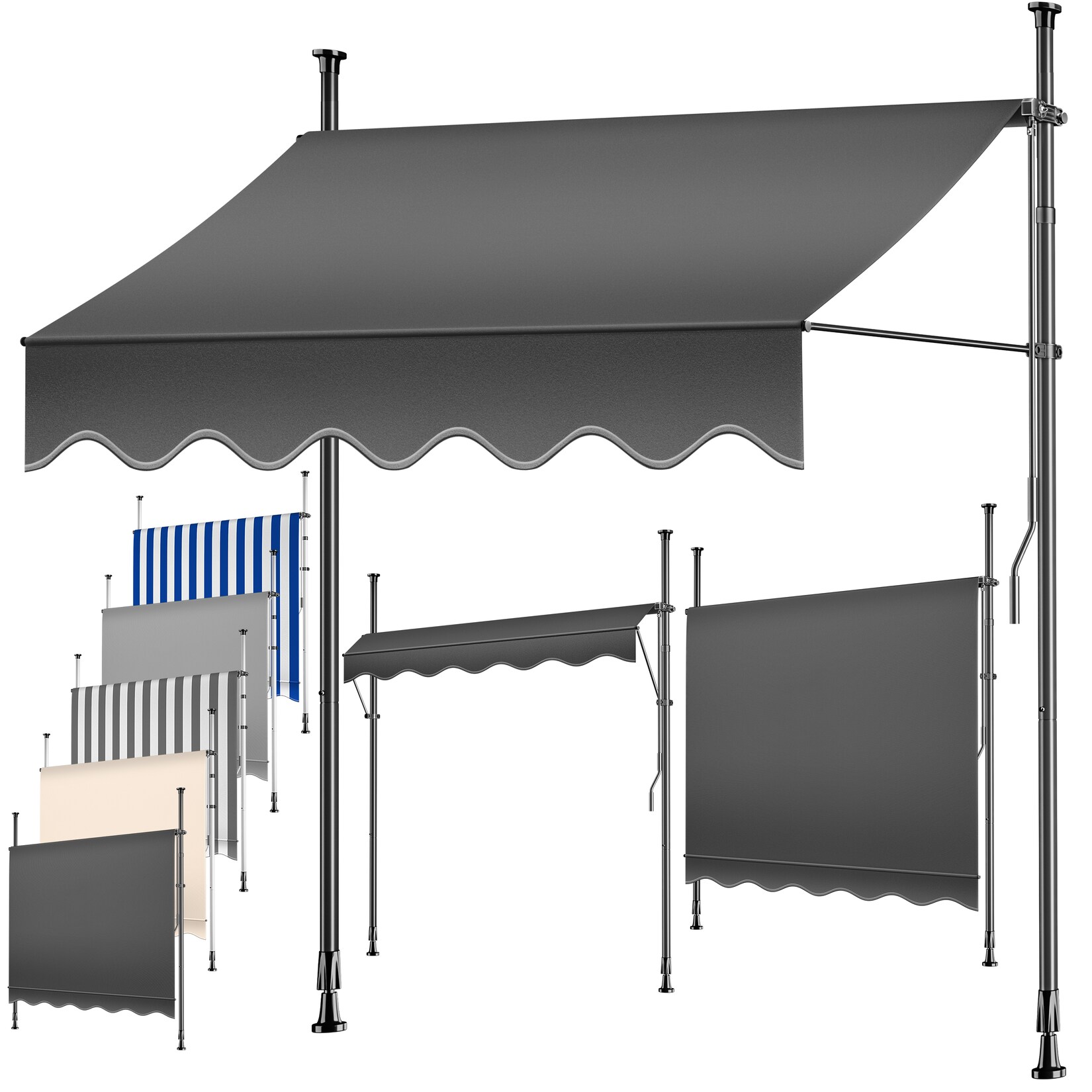 KESSER® Klemmmarkise mit Handkurbel Balkon, Balkonmarkise ohne Bohren, UV-beständig höhenverstellbar wasserabweisend , Sonnenschutz, Terrassenüberdachung , einfache Montage