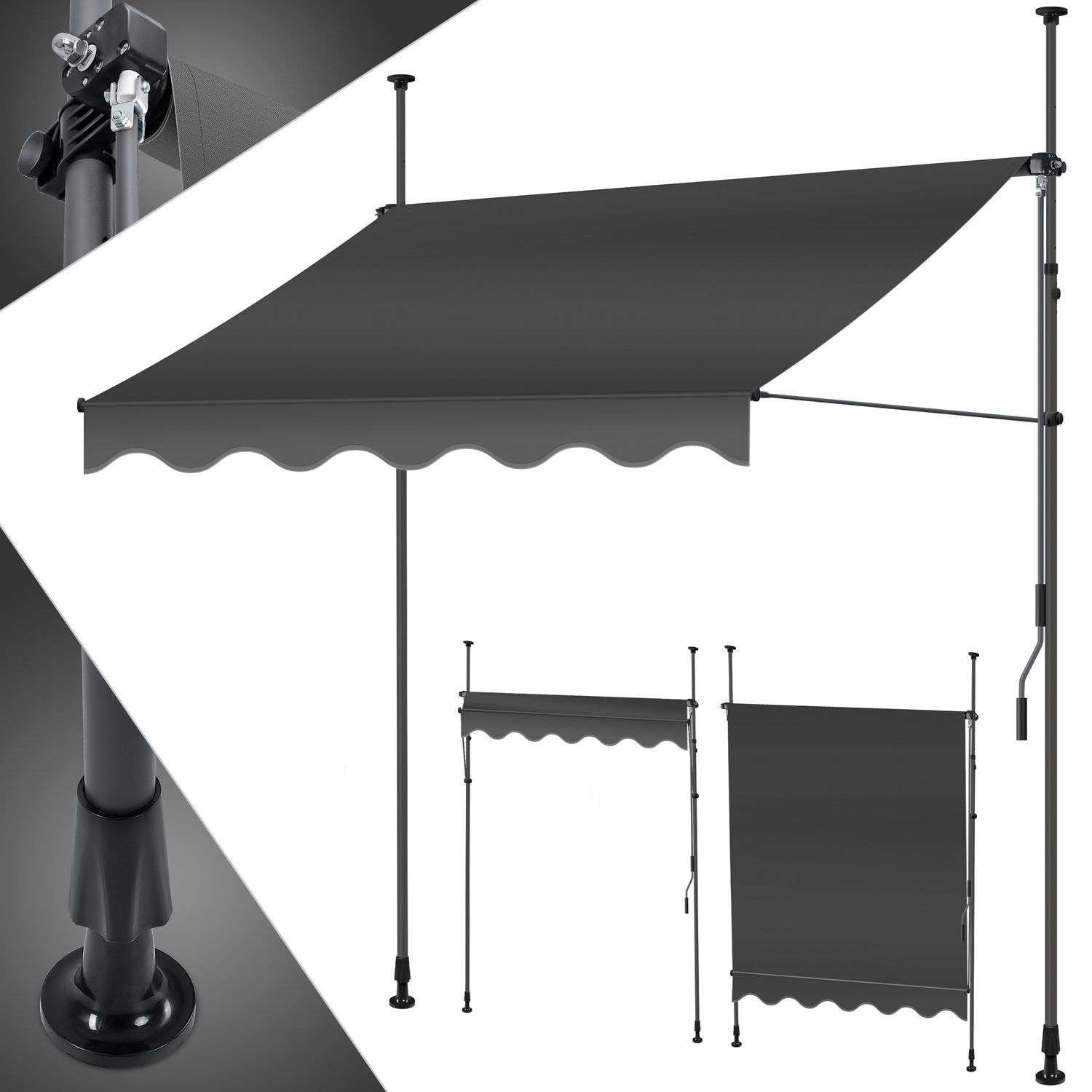 KESSER&reg; Klemmmarkise mit Handkurbel Balkon, Balkonmarkise ohne Bohren, UV-best&auml;ndig h&ouml;henverstellbar wasserabweisend , Sonnenschutz, Terrassen&uuml;berdachung , einfache Montage - Bild 1