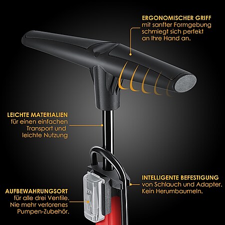 Standpumpe Manometer Hochdruckpumpe Fahrradpumpe alle Ventile Standluftpumpe MTB 