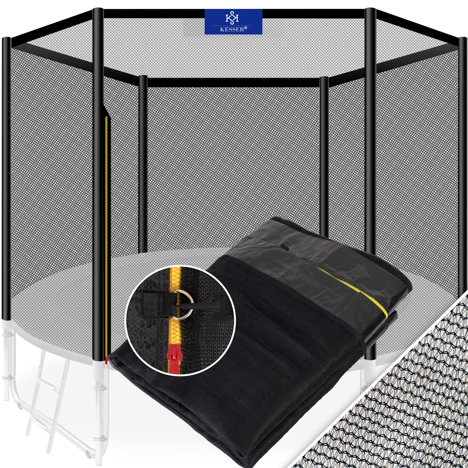 KESSER&reg; Trampolin Ersatznetz Sicherheitsnetz UV-best&auml;ndig Trampolinnetz Trampolinschutz &Oslash; 244 305 366 427 cm | einfache Montage | Eingangst&uuml;r mit Rei&szlig;verschluss | aus hochwertigen Materialien - Bild 1