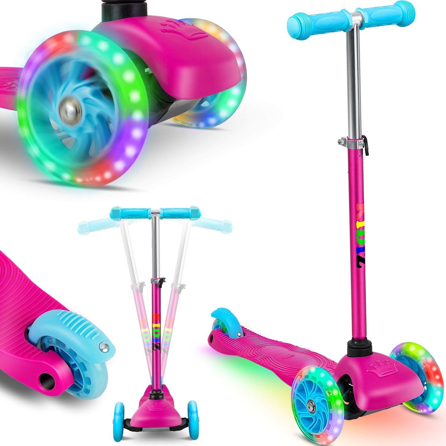 KIDIZ&reg; Roller Kinder Scooter Pro1 Dreiradscooter mit PU LED Leuchtenden R&auml;der Kinderroller Tret-Roller h&ouml;henverstellbarer Cityroller Kinderscooter f&uuml;r Kinder Jungen M&auml;dchen ab 3-12 Jahre - Bild 1