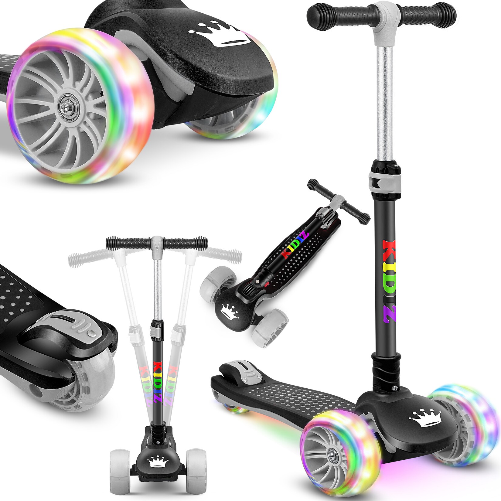 KIDIZ® Roller Kinder Scooter X-Pro2 Dreiradscooter mit PU LED Leuchtenden Räder Kinderroller faltbar Tret-Roller höhenverstellbarer …