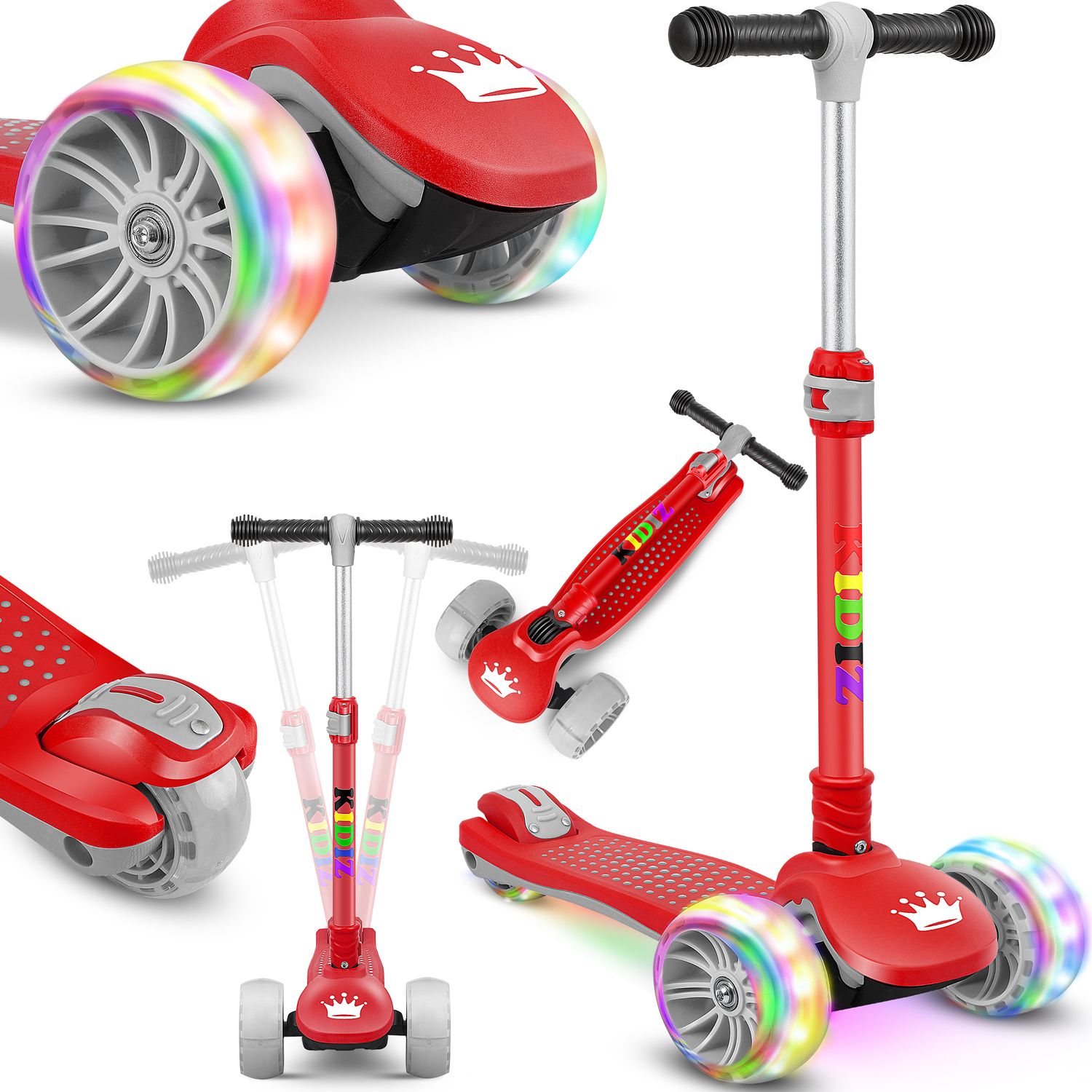 KIDIZ&reg; Roller Kinder Scooter X-Pro2 Dreiradscooter mit PU LED Leuchtenden R&auml;der Kinderroller faltbar Tret-Roller h&ouml;henverstellbarer Cityroller Kinderscooter f&uuml;r Jungen M&auml;dchen 3-12 Jahre - Bild 1