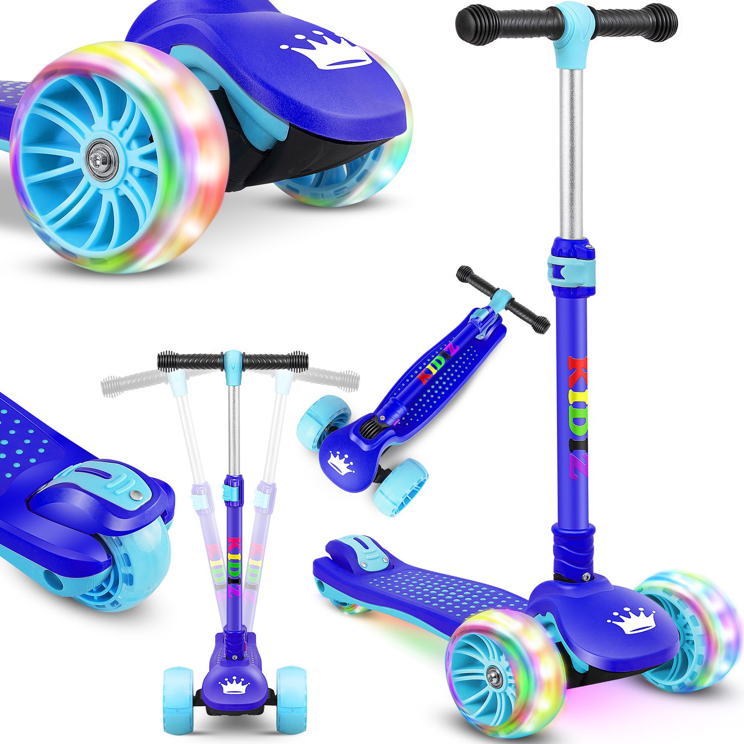 KIDIZ&reg; Roller Kinder Scooter X-Pro2 Dreiradscooter mit PU LED Leuchtenden R&auml;der Kinderroller faltbar Tret-Roller h&ouml;henverstellbarer Cityroller Kinderscooter f&uuml;r Jungen M&auml;dchen 3-12 Jahre - Bild 1
