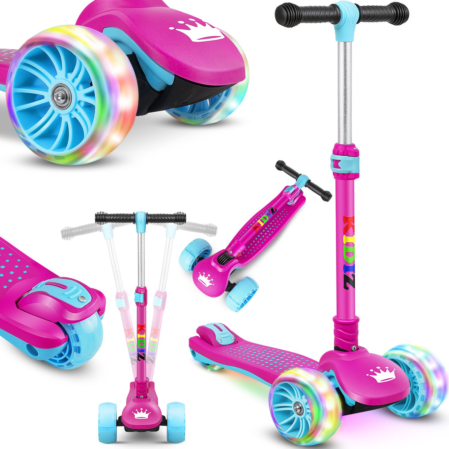 KIDIZ&reg; Roller Kinder Scooter X-Pro2 Dreiradscooter mit PU LED Leuchtenden R&auml;der Kinderroller faltbar Tret-Roller h&ouml;henverstellbarer Cityroller Kinderscooter f&uuml;r Jungen M&auml;dchen 3-12 Jahre - Bild 1