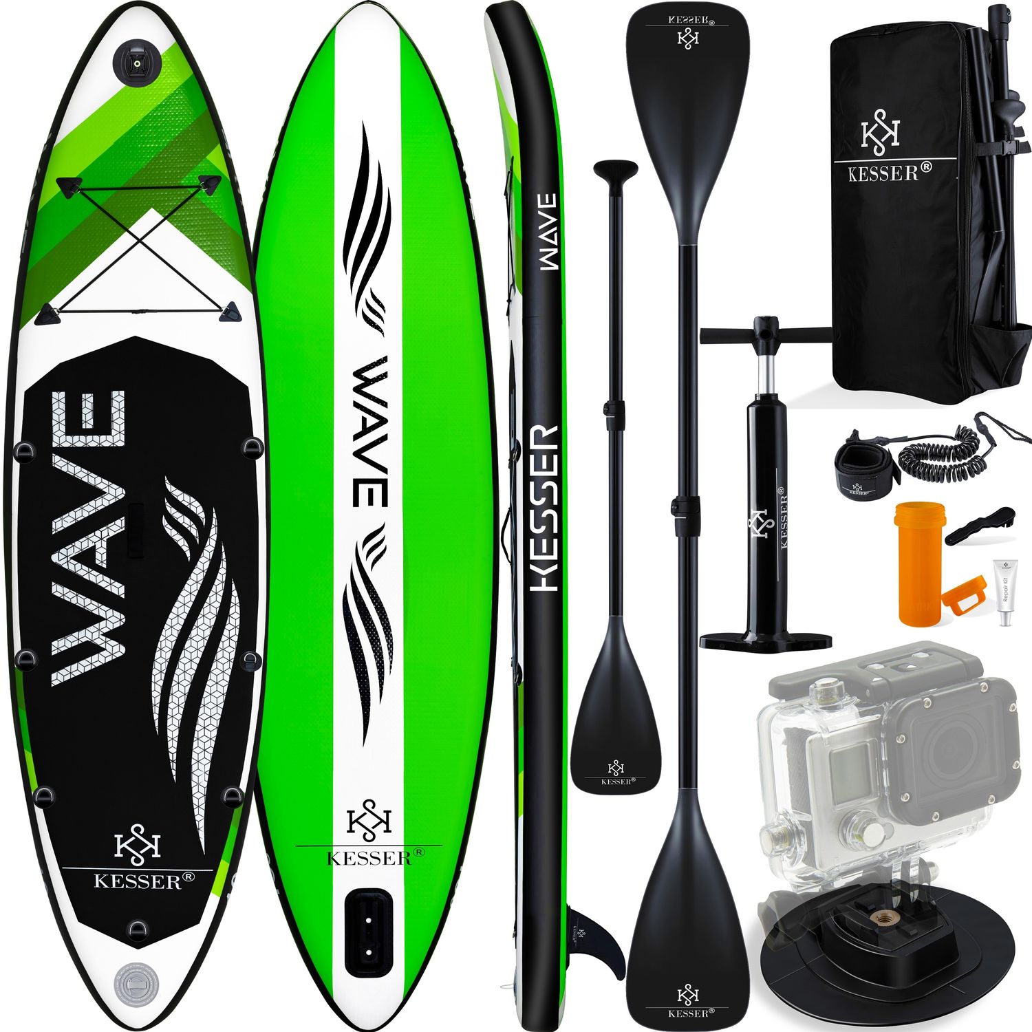 KESSER&reg; Vario Aufblasbares SUP Board Set Stand Up Paddle Board Premium Surfboard Wassersport | 6 Zoll Dick  | Komplettes Zubeh&ouml;r | 130kg - Bild 1