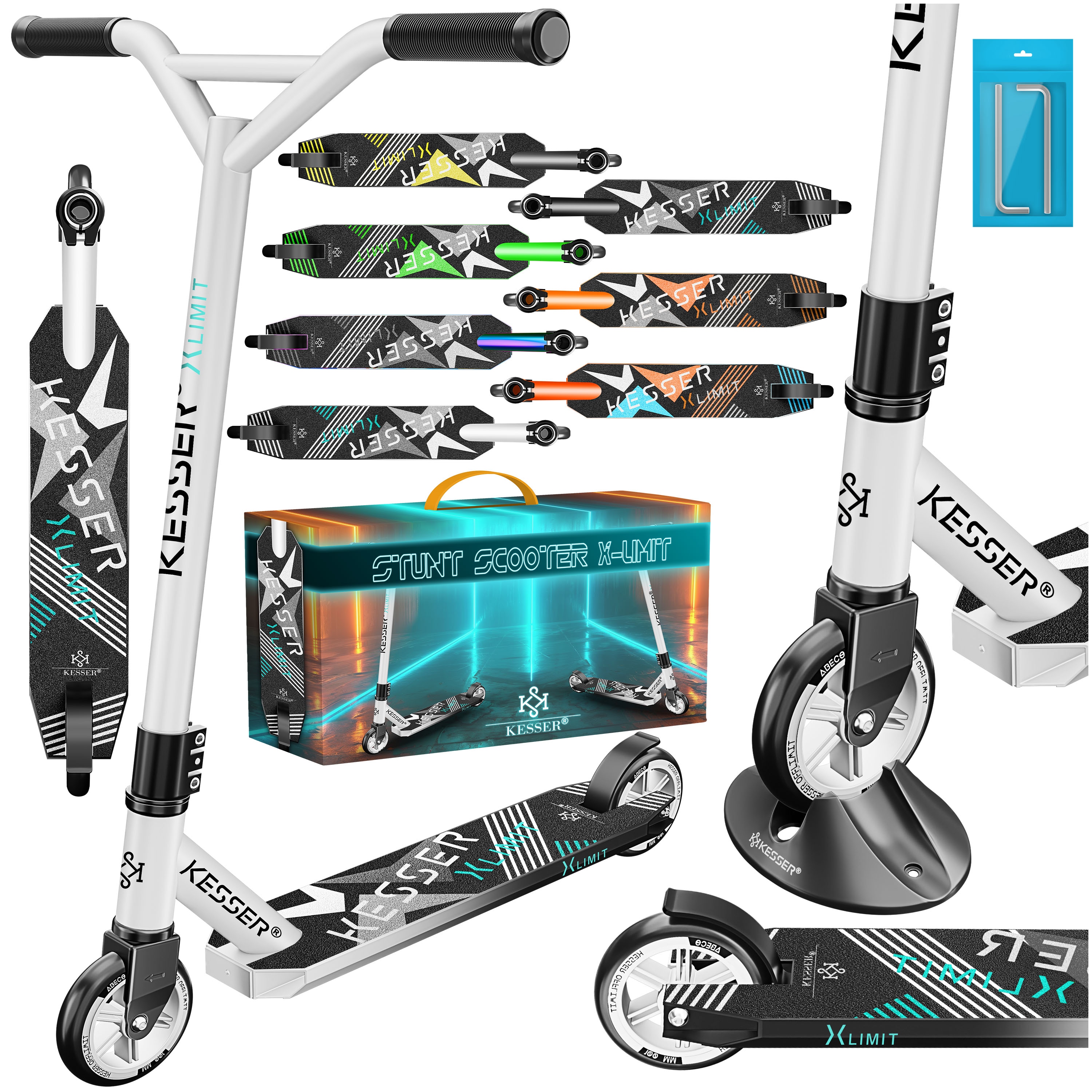 KESSER&reg; Scooter Funscooter Stuntscooter X-Limit - 360&deg; Lenkung mit ABEC 9 Kugellagern 100 mm PU R&auml;der Robuster Kickscooter Tretroller Cityroller Trick Roller f&uuml;r Kinder Erwachsene - Bild 1