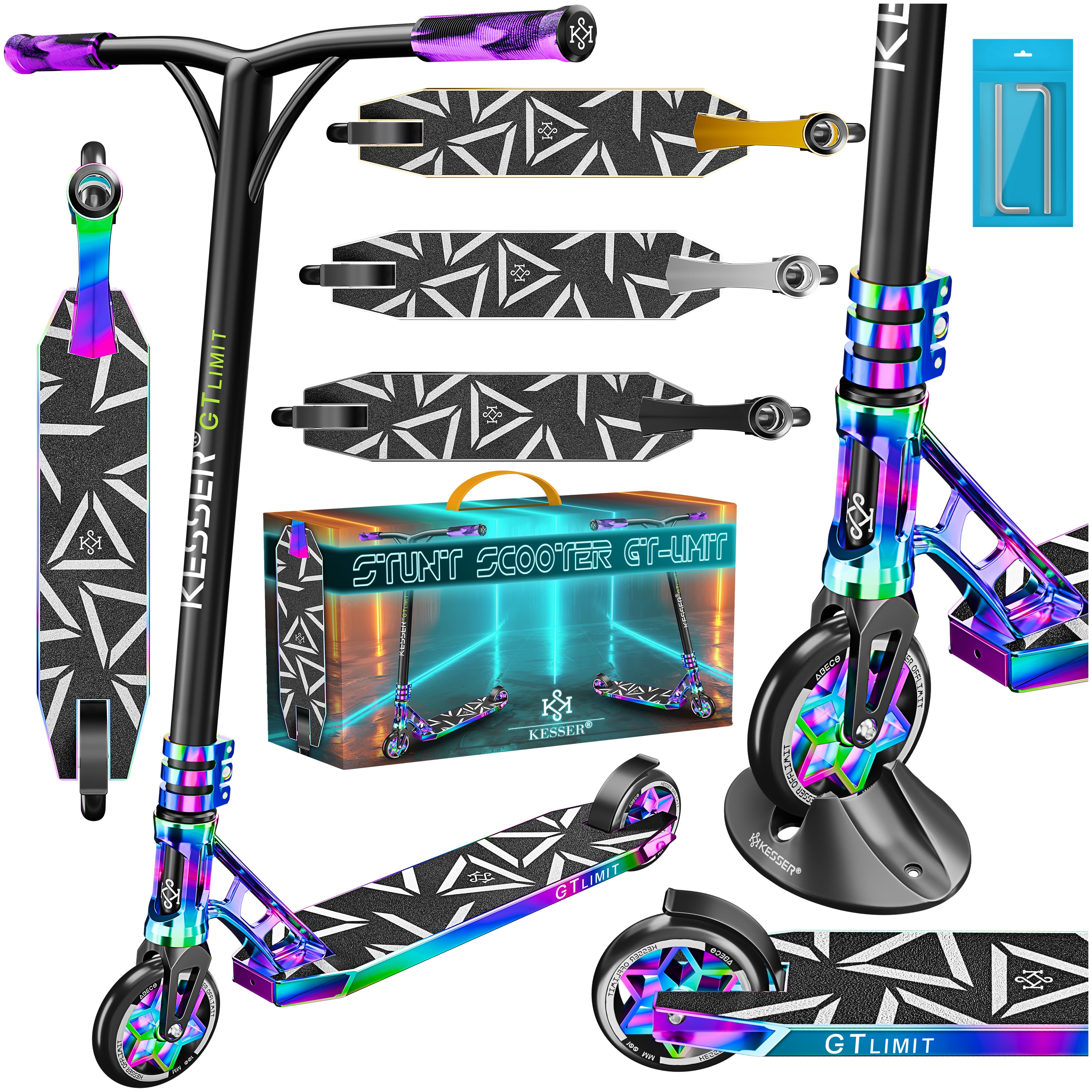 KESSER&reg; Stunt Scooter GT-Limit 360&deg; Lenkung Funscooter Stuntscooter mit St&auml;nder ABEC 9 Kugellagern, 110 mm PU R&auml;der , Kickscooter Tretroller Cityroller Trick Roller f&uuml;r Kinder Erwachsene - Bild 1