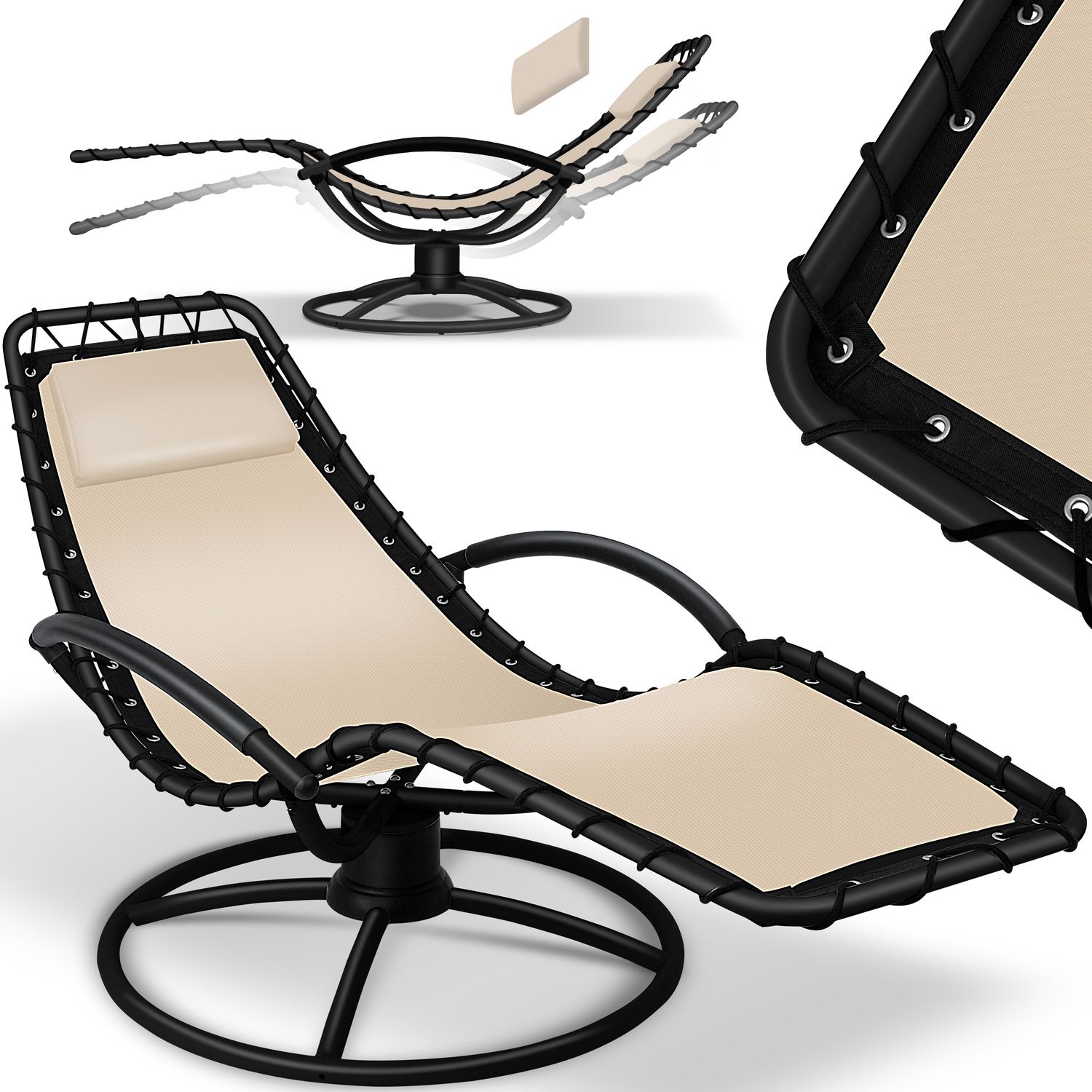 KESSER&reg; Sonnenliege "Bali" Liegestuhl 360&deg; Schwingliege, Gartenliege, Relaxliege inkl. Kissen pflegeleicht, wetterbest&auml;ndig, Comfort-Schwingbewegung, Liege stabiles Stahlrohr - Bild 1