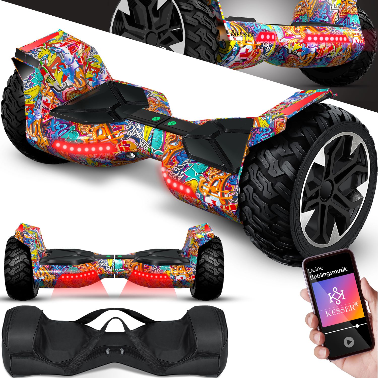 KESSER&reg; Hoverboard 8,5 Zoll 800 mit Bluetooth Lautsprecher, LED Licht, Kinder Sicherheitsmodus, Dual Motor, Smart Elektro Self Balance Board Hover E-Scooter - Bild 1