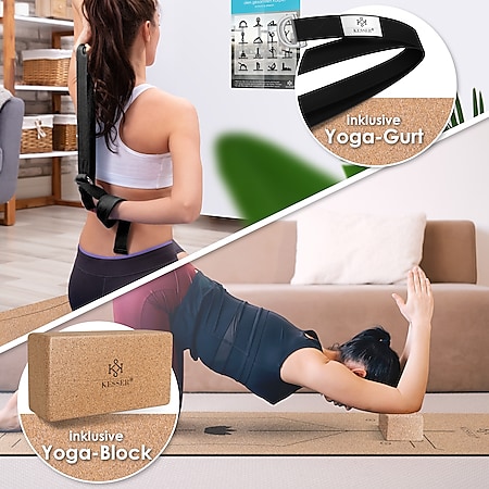 Yogamatte Kork Naturkautschuk Yogagurt Yogablock Fitness App kein TPE Tasche 