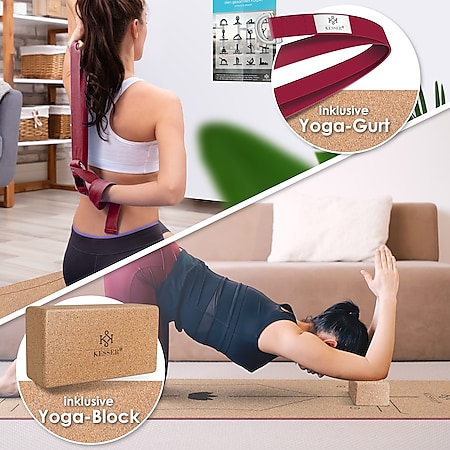 Yogamatte mit Tragetasche Naturkork Bodenmatte Rutschfest 183x68cm Pilates  * 