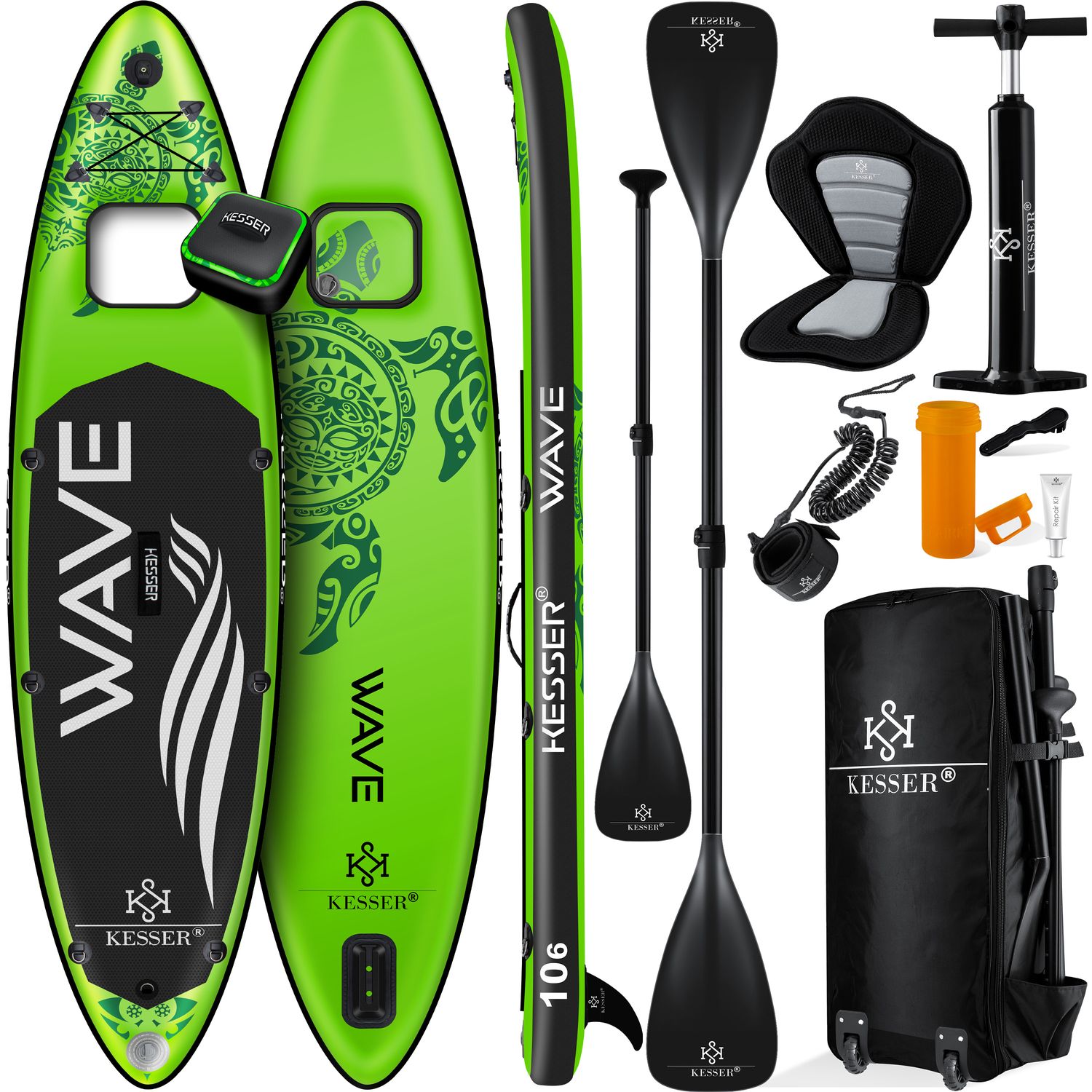 KESSER&reg; SUP Board Aufblasbar Set mit Sichtfenster Stand Up Paddle Board Premium Surfboard Wassersport | 6 Zoll Dick  | Komplettes Zubeh&ouml;r | 130kg - Bild 1