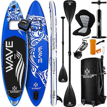 KESSER® SUP Board Aufblasbar Set mit Sichtfenster Stand Up Paddle Board Premium Surfboard Wassersport | 6 Zoll Dick  | Komplettes Zubehör | 130kg - Bild 1