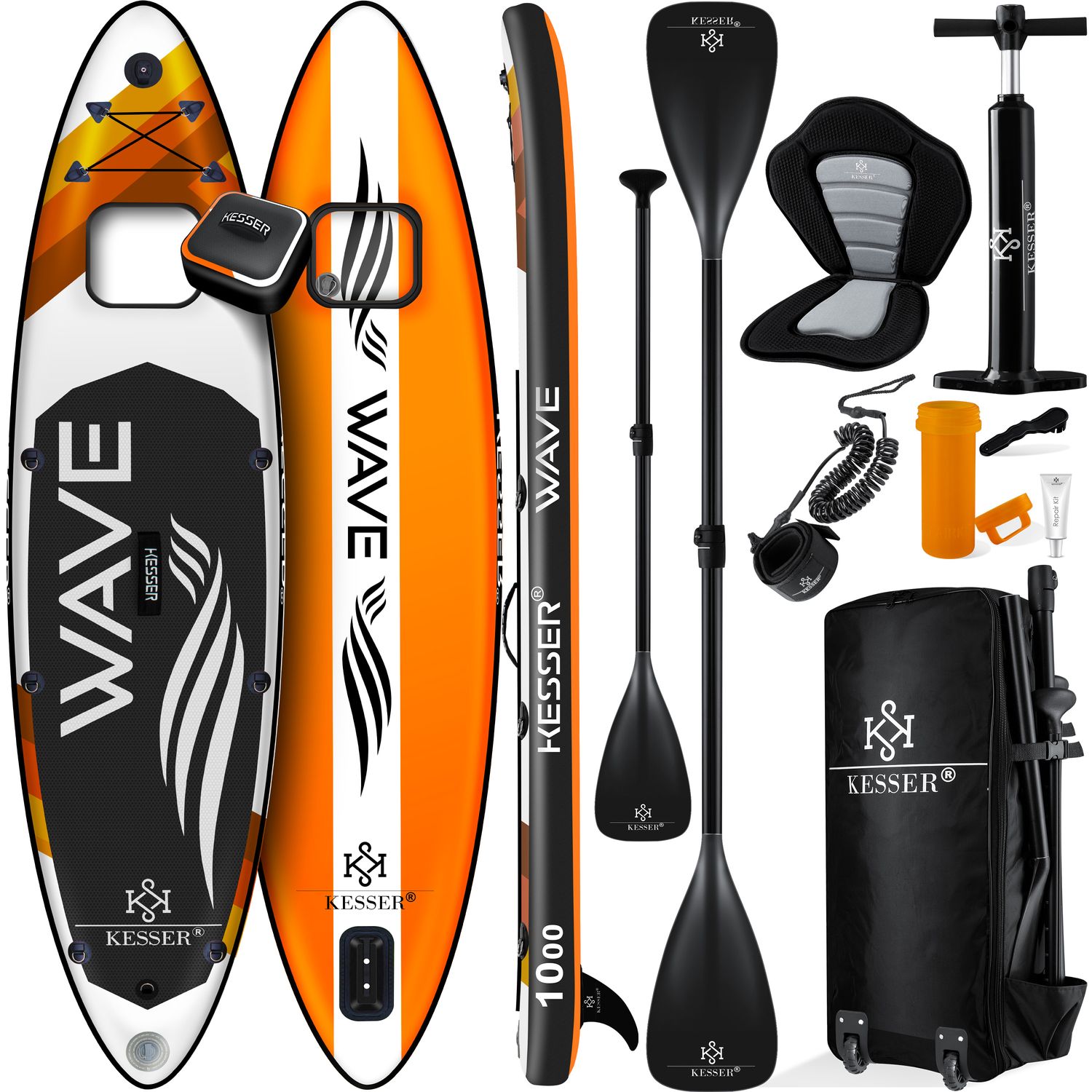 KESSER&reg; SUP Board Aufblasbar Set mit Sichtfenster Stand Up Paddle Board Premium Surfboard Wassersport | 6 Zoll Dick  | Komplettes Zubeh&ouml;r | 130kg - Bild 1