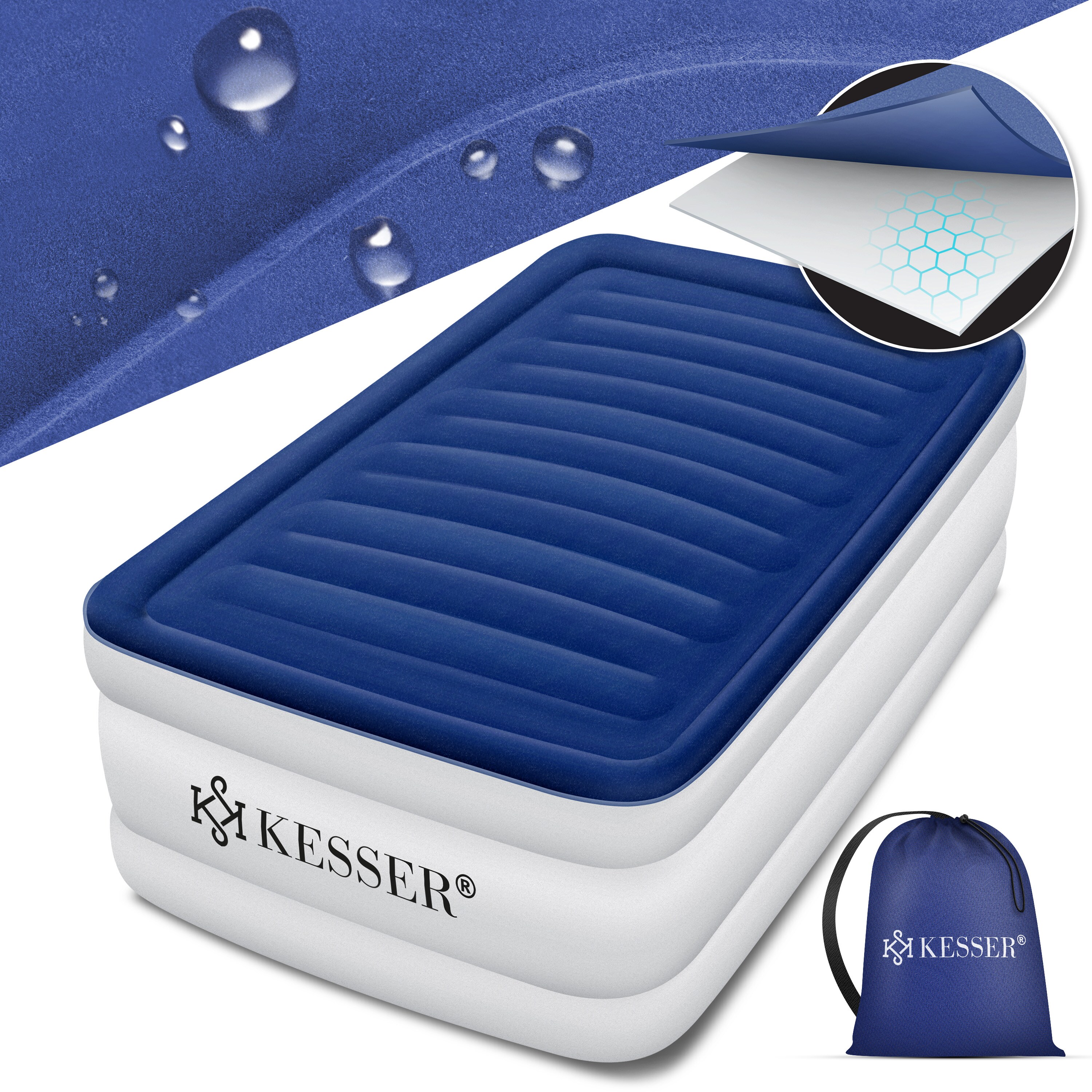 KESSER&reg; Aufblasbare Matratze Luftbett mit eingebauter elektrischer Pumpe integrierte erh&ouml;hte aufblasbare Matratze f&uuml;r &Uuml;bernachtungsg&auml;ste mit Aufbewahrungstasche - Bild 1