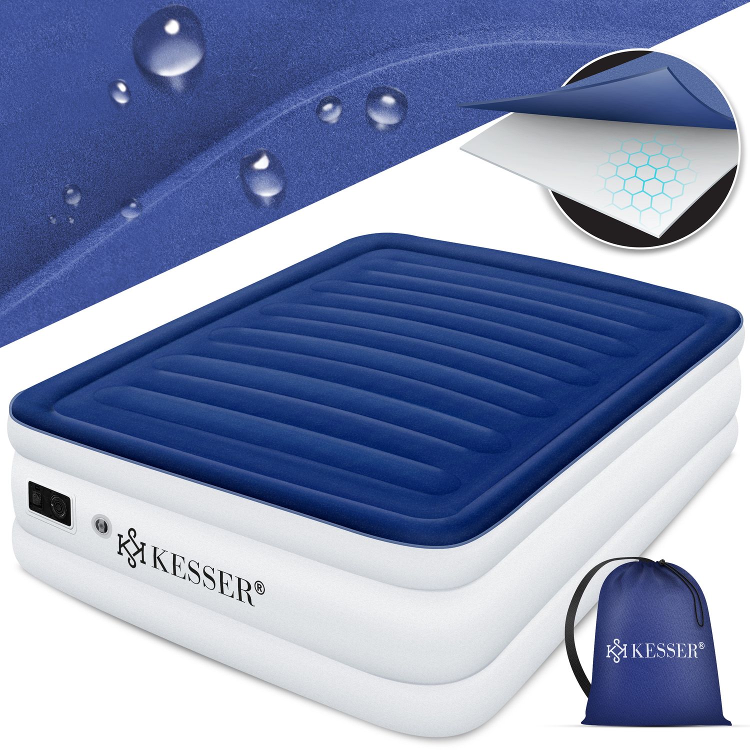 KESSER&reg; Aufblasbare Matratze Luftbett mit eingebauter elektrischer Pumpe integrierte erh&ouml;hte aufblasbare Matratze f&uuml;r &Uuml;bernachtungsg&auml;ste mit Aufbewahrungstasche - Bild 1