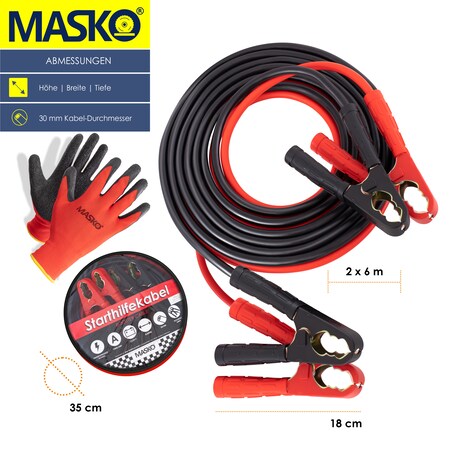 MASKO® Starthilfekabel Überbrückungskabel für Benzin- und
