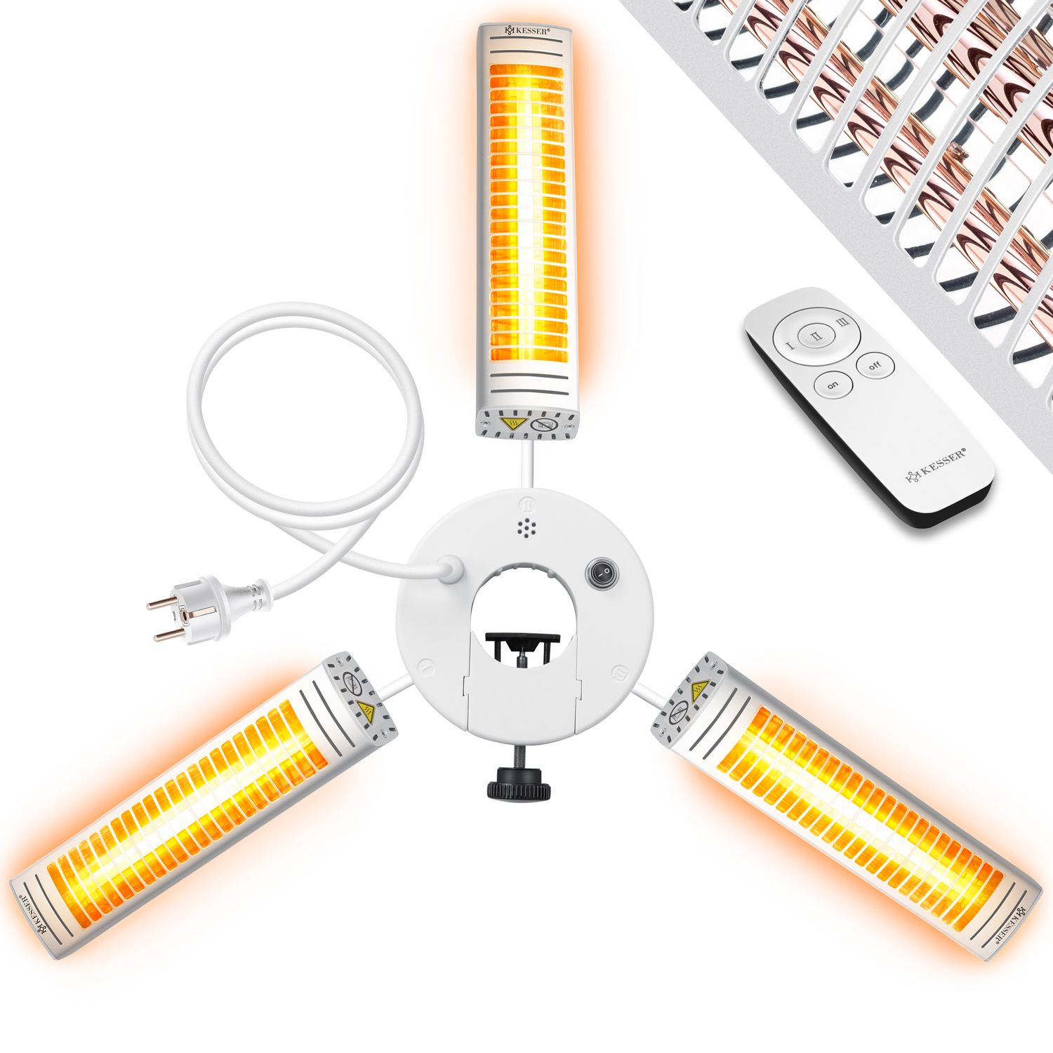 KESSER&reg; Heizstrahler Infrarot 3000W f&uuml;r Terrasse Gastro- & Sonnenschirm Quarzstrahler Outdoor Infrarotstrahler Terrassenstrahler mit Fernbedienung | h&ouml;henverstellbar Garten & Au&szlig;enbereich - Bild 1