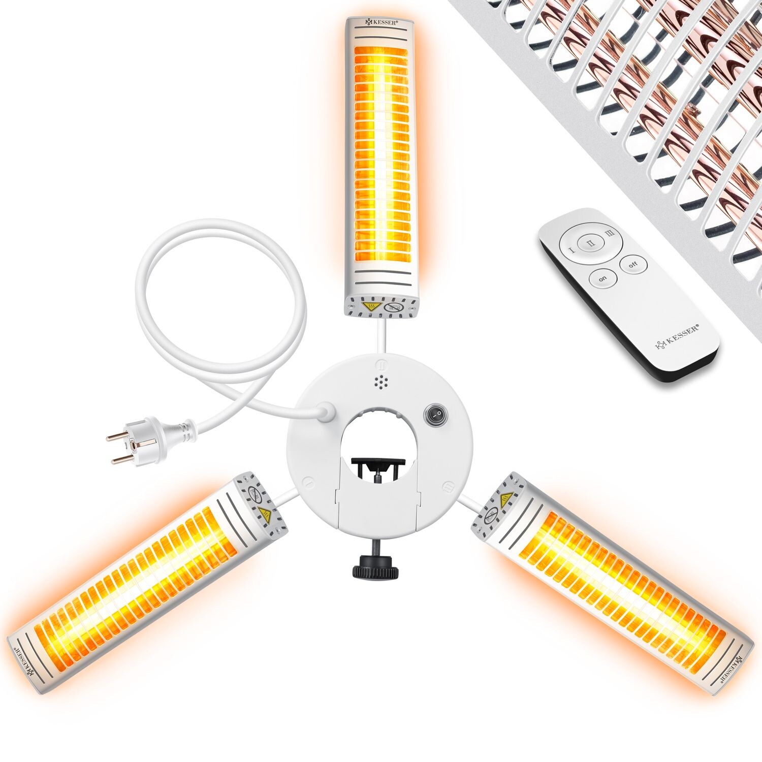 KESSER® Heizstrahler Infrarot 3000W für Terrasse Gastro- & Sonnenschirm Quarzstrahler Outdoor Infrarotstrahler Terrassenstrahler mit Fernbedienung   höhenverstellbar Garten & Außenbereich | 04260692715361