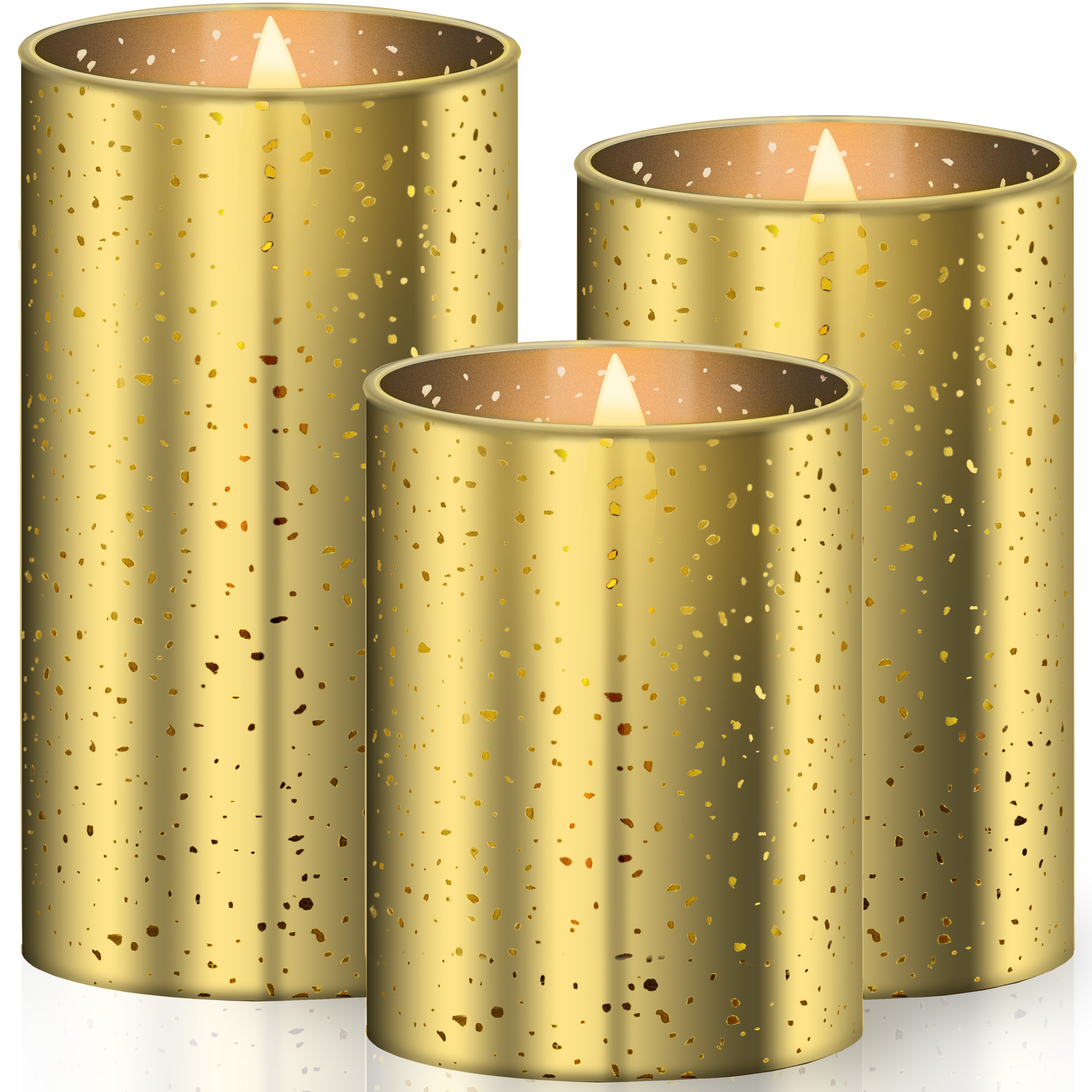 KESSER&reg; LED Kerzen 3er Set Flammenlose Kerze Timerfunktion Timer Echtwachskerze 10cm 12,5cm 15cm Hoch Realistisch Flackernde Flacker-Licht Led-Flammen Echtwachs Deko - Bild 1