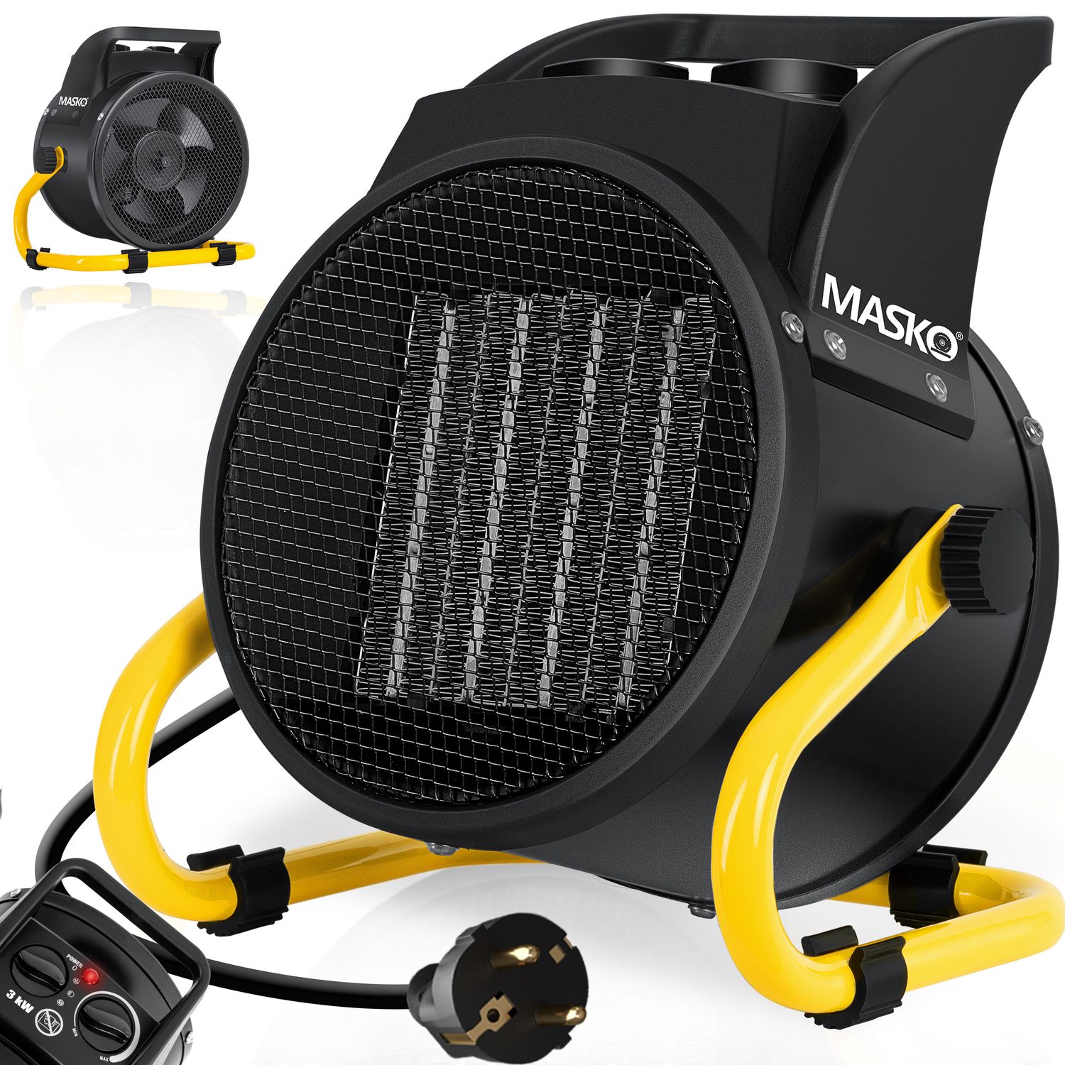 MASKO&reg; Elektroheizer Heizl&uuml;fter Bauheizer Keramik Heizstrahler elektrisch Heizger&auml;t mit Thermostat Elektroheizer mit 3 Heizstufen, Heizgebl&auml;se f&uuml;r Innen- und Au&szlig;eneinsatz - Bild 1