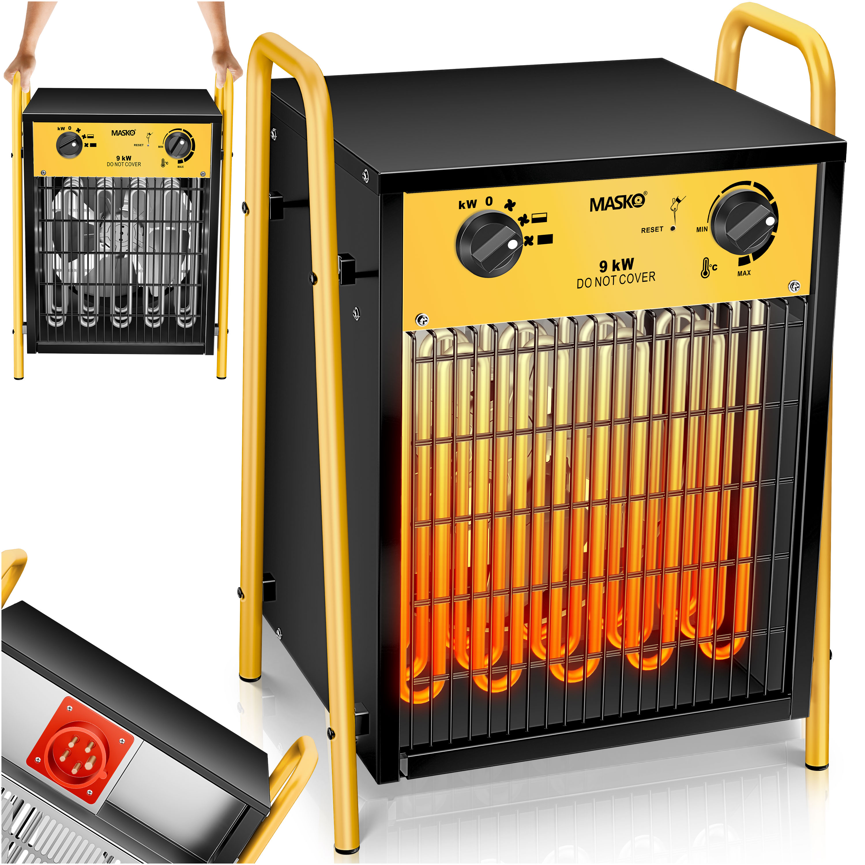 MASKO&reg; Elektroheizer Heizl&uuml;fter Bauheizer mit integriertem Thermostat elektrisch Heizger&auml;t mit 3 Heizstufen Heizgebl&auml;se f&uuml;r Innen- und Au&szlig;eneinsatz &Uuml;berlastschutz Elektroheizgebl&auml;se - Bild 1