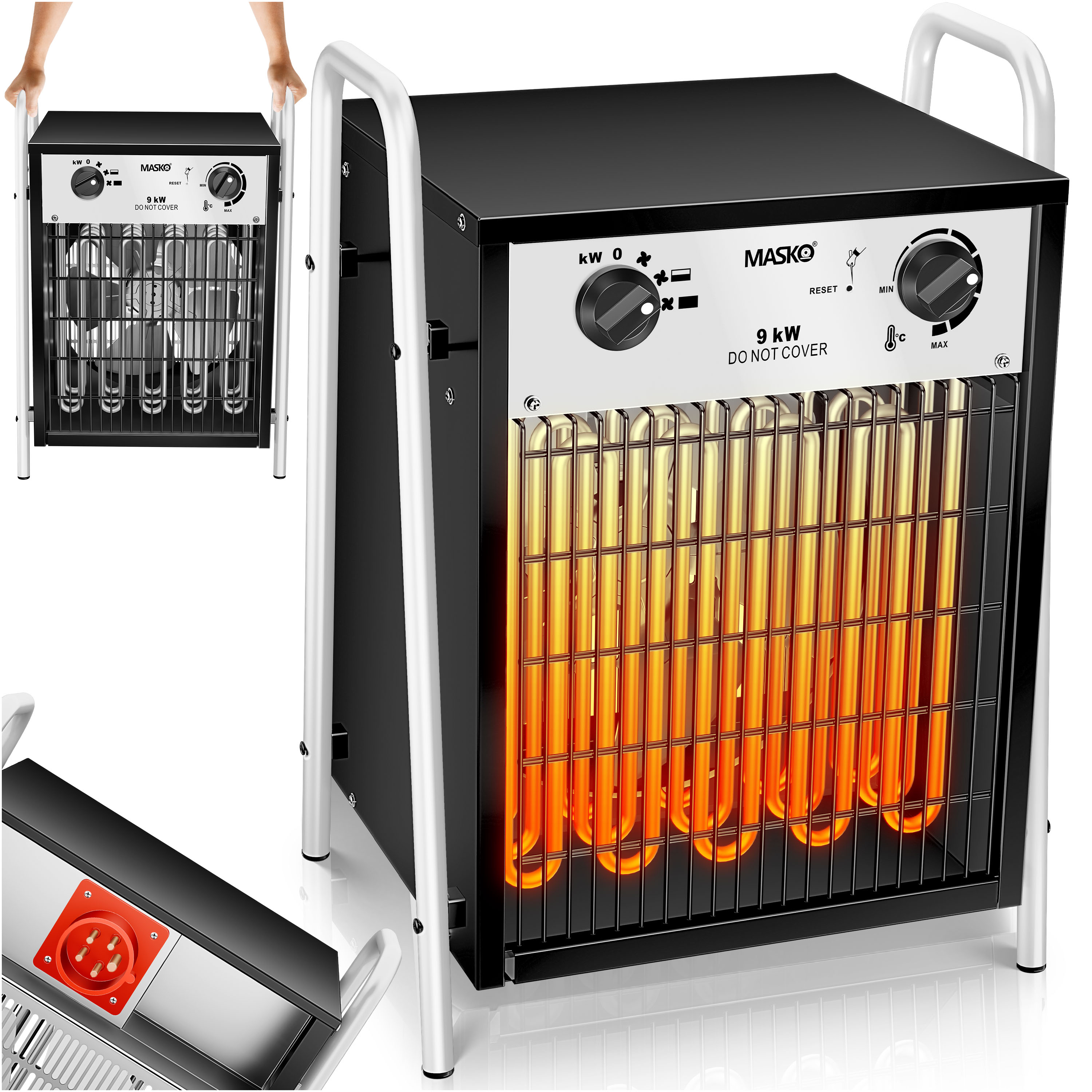 MASKO&reg; Elektroheizer Heizl&uuml;fter Bauheizer mit integriertem Thermostat elektrisch Heizger&auml;t mit 3 Heizstufen Heizgebl&auml;se f&uuml;r Innen- und Au&szlig;eneinsatz &Uuml;berlastschutz Elektroheizgebl&auml;se - Bild 1