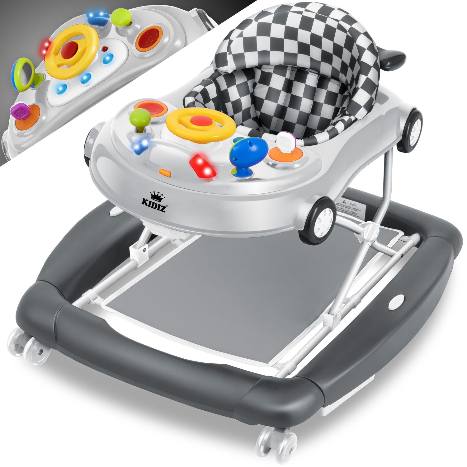 KIDIZ&reg; 4in1 Lauflernhilfe Babywalker Spiel- und Lauflernwagen Gehfrei - Schaukelfunktion Babywippe mit Rollen, Licht, Musik ,Spielecenter Esstisch Laufstuhl Laufhilfe babys ab 6 Monaten Klappbar - Bild 1