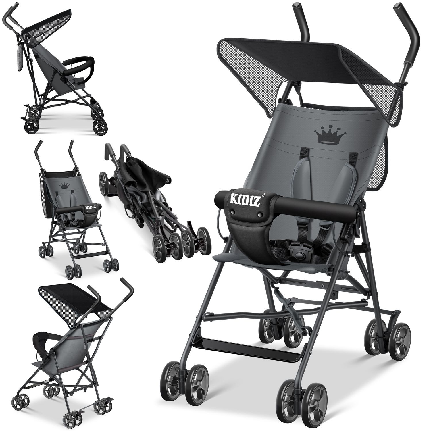 KIDIZ&reg; Kinderwagen CITY Buggy Kinderbuggy klappbar Sportwagen Faltbar 360&deg; 4-Zoll-R&auml;der Inkl. Sonnen- und Regenverdeck zusammenklappbar 5-Punkt-Sicherheitsgurt ab 6 Monate - Bild 1