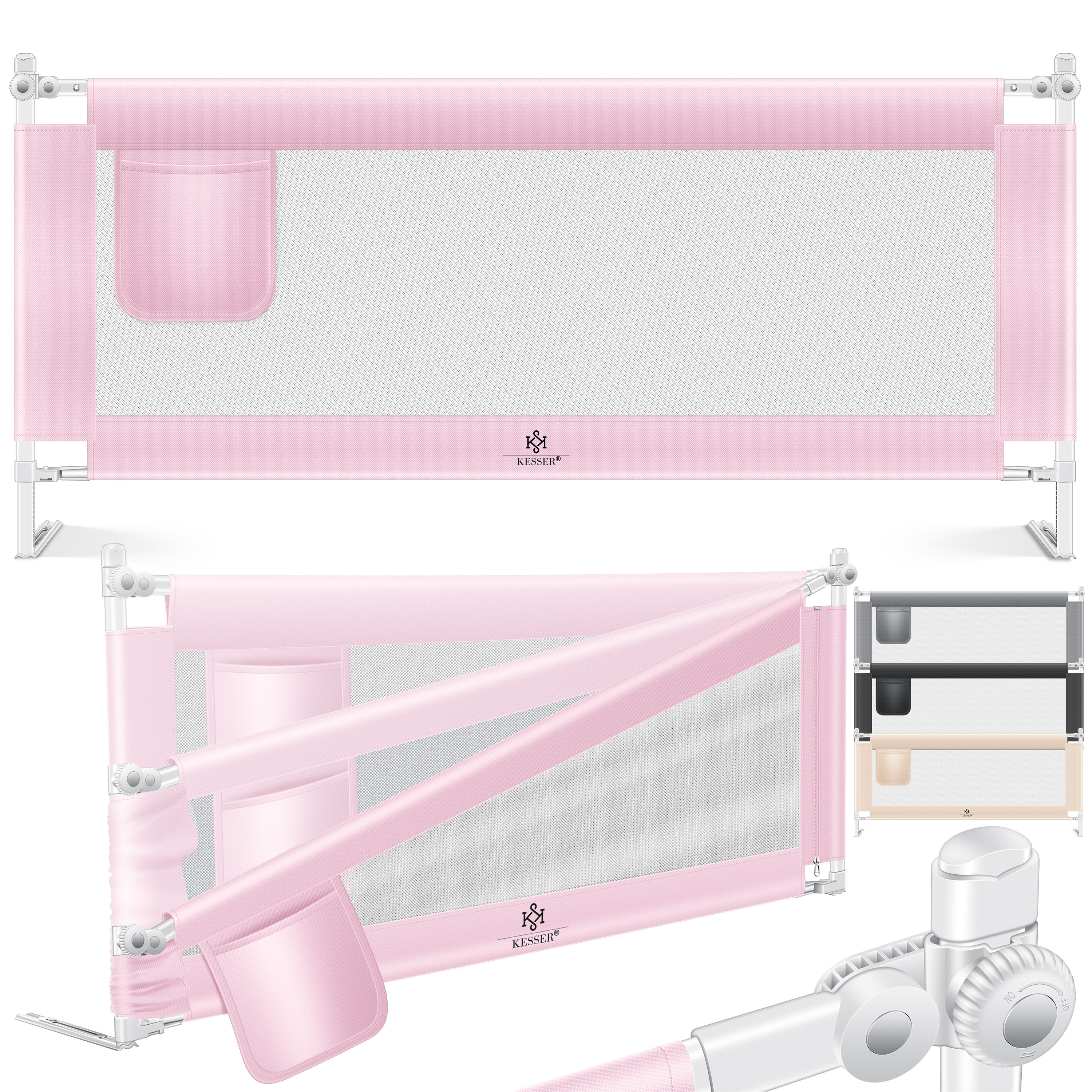 KESSER&reg; Bettschutzgitter Reise Bett Rausfallschutz verstellbar Bed Guard Rail Bumper, Kinder/ Baby, Bettgitter Klappbar, Kinderbett Kinderbettschutzgitter, Tasche, Farbe, H&ouml;he: 72 bis 96cm - Bild 1