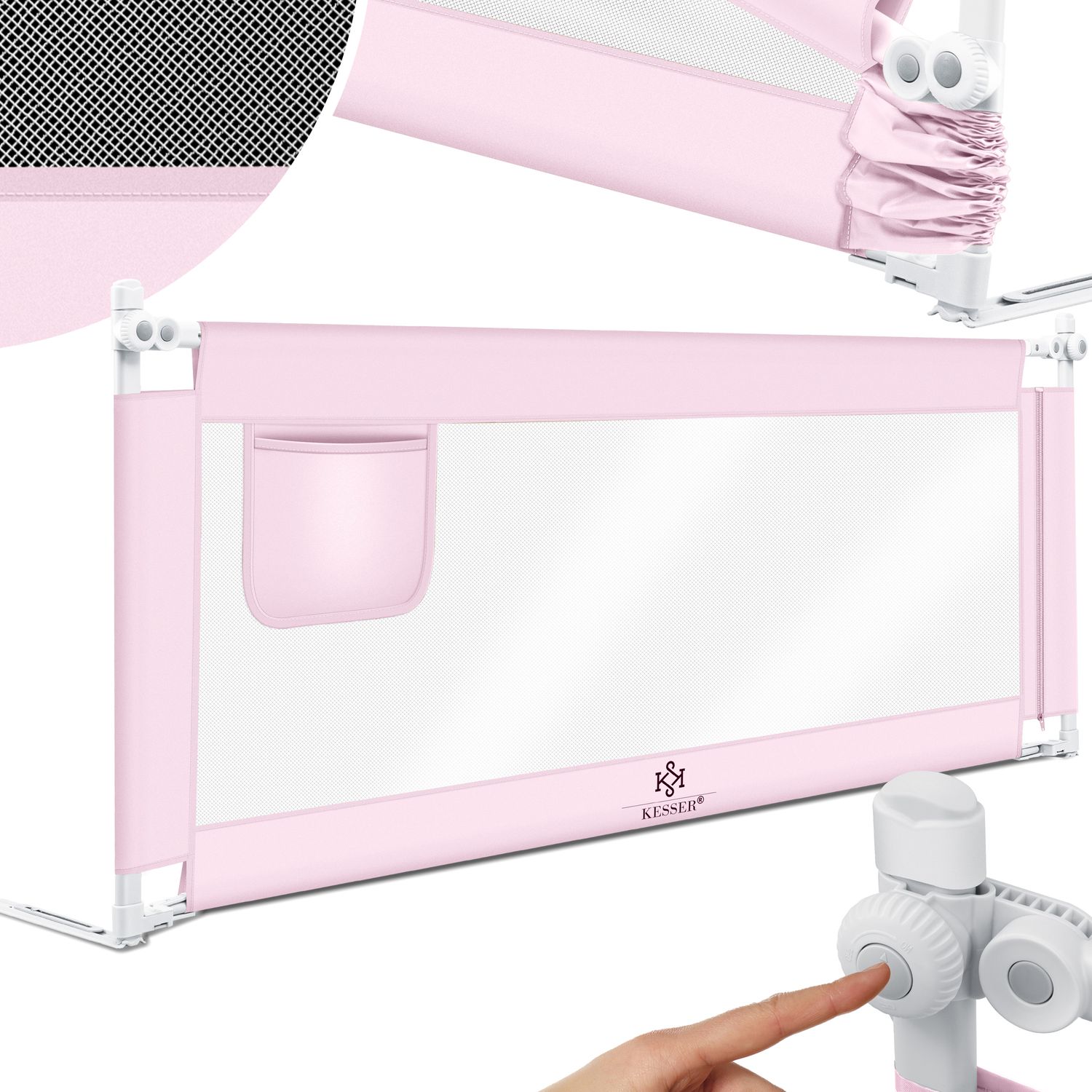 KESSER&reg; Bettschutzgitter Reise Bett Rausfallschutz verstellbar Bed Guard Rail Bumper, Kinder/ Baby, Bettgitter Klappbar, Kinderbett Kinderbettschutzgitter, Tasche, Farbe, H&ouml;he: 72 bis 96cm - Bild 1