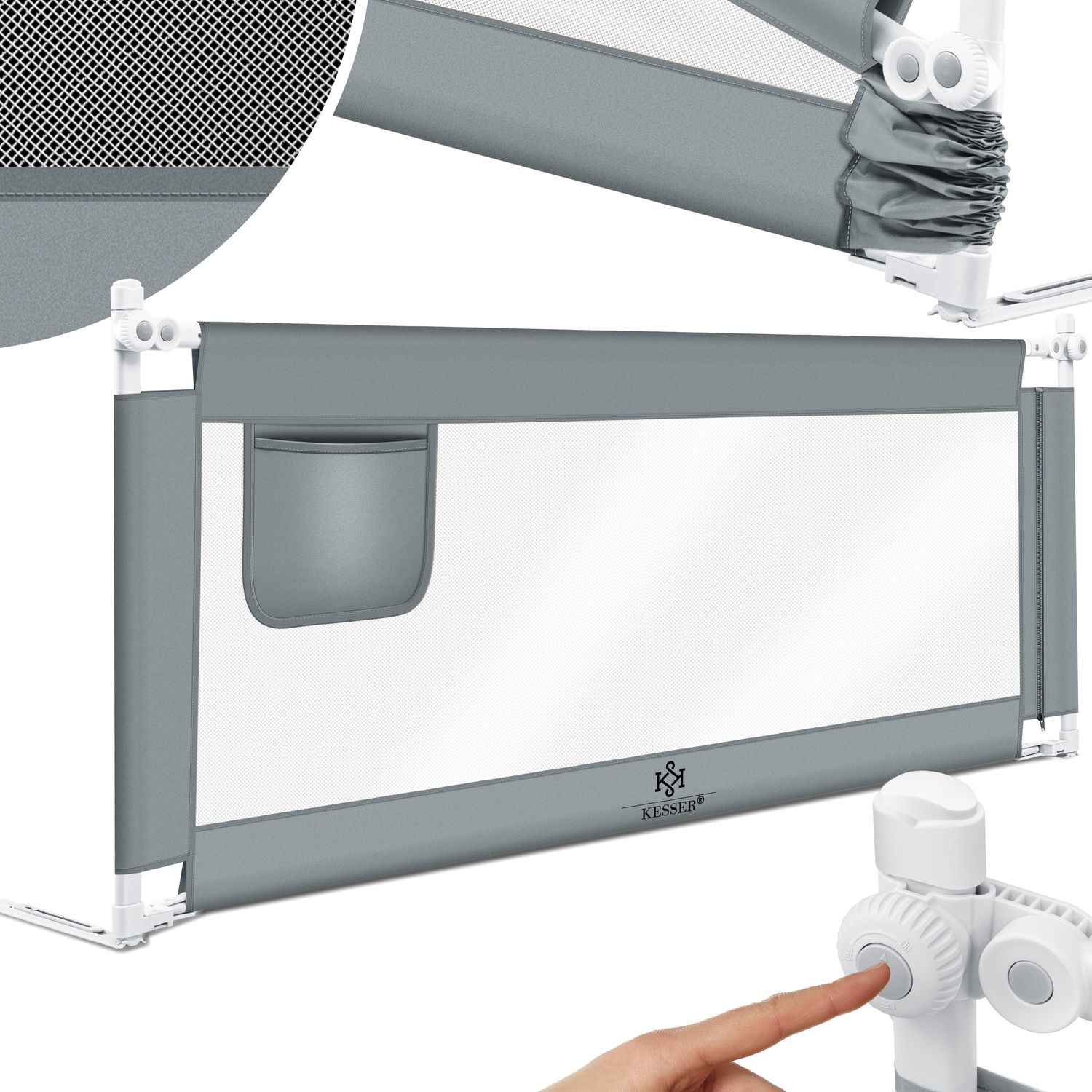 KESSER&reg; Bettschutzgitter Reise Bett Rausfallschutz verstellbar Bed Guard Rail Bumper, Kinder/ Baby, Bettgitter Klappbar, Kinderbett Kinderbettschutzgitter, Tasche, Farbe, H&ouml;he: 72 bis 96cm - Bild 1