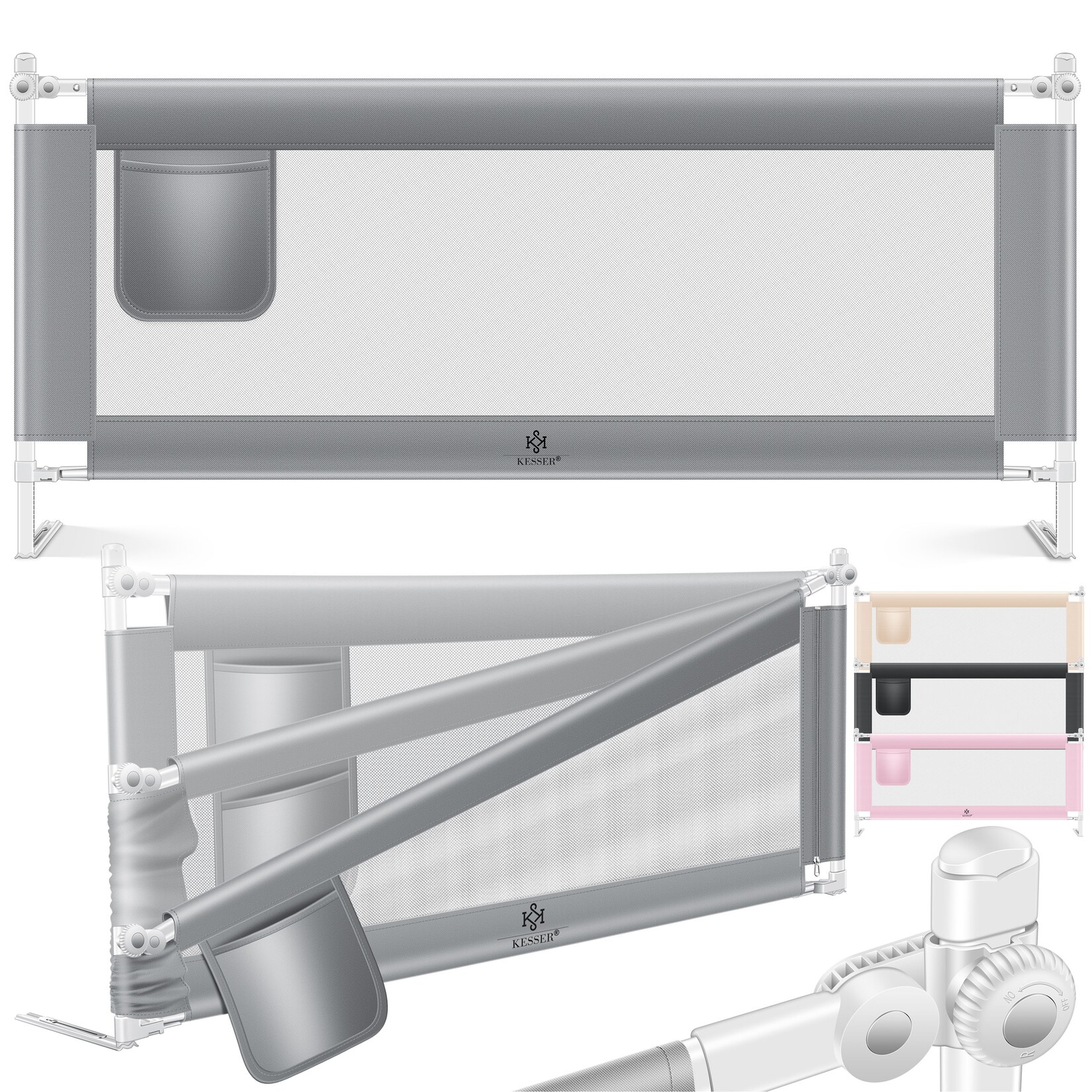 KESSER® Bettschutzgitter Reise Bett Rausfallschutz verstellbar Bed Guard Rail Bumper, Kinder/ Baby, Bettgitter Klappbar, Kinderbett Kinderbettschutzgitter, Tasche, Farbe, Höhe: 72 bis 96cm