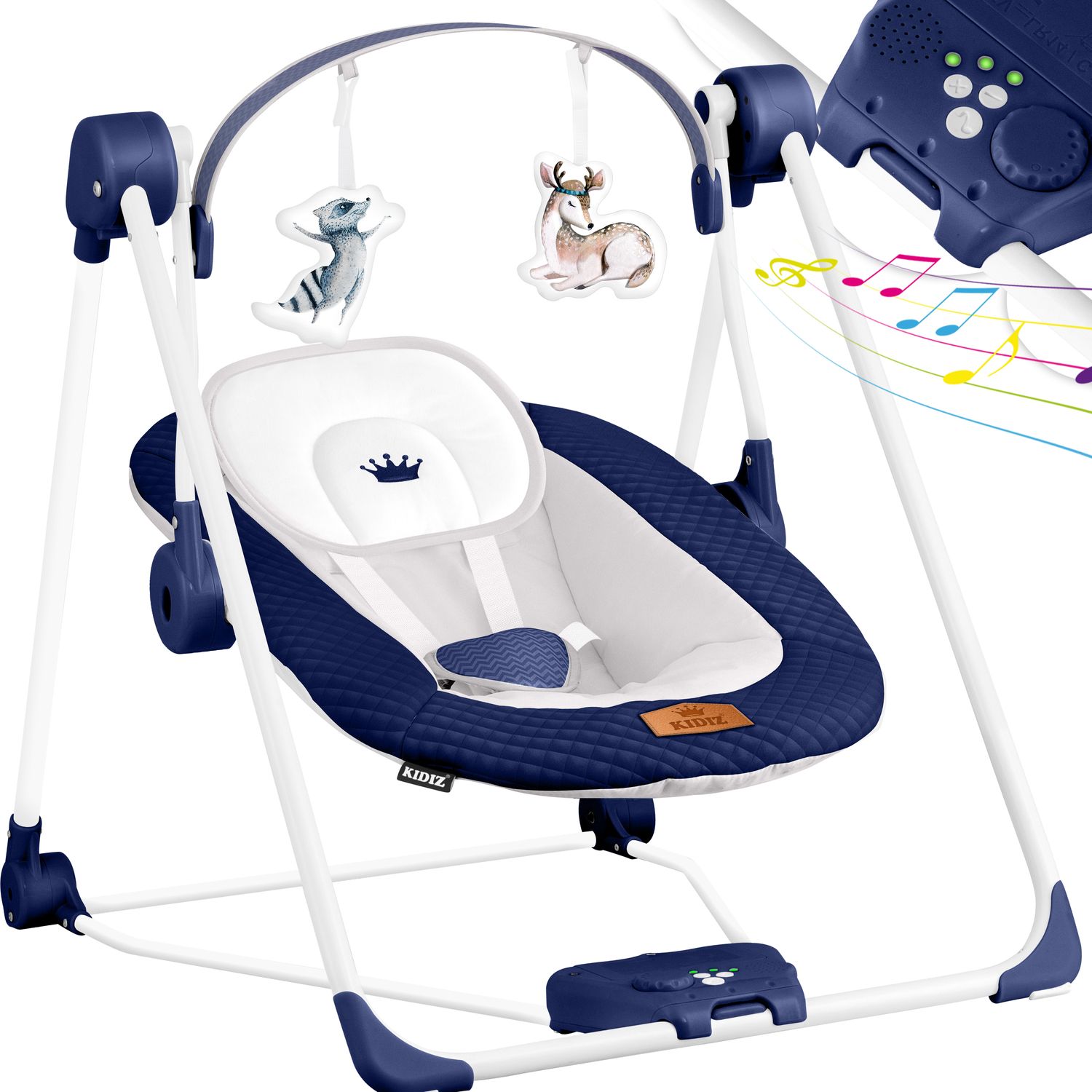 KIDIZ&reg; Babywippe Babyschaukel mit 5 Geschwindigkeitseinstellungen zusammenklappbarer Baby Wippe Schaukel Babyhochstuhl mit Spielbogen Spielzeugen 5 beruhigende Naturger&auml;usche neugeborene - Bild 1