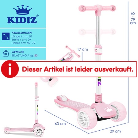 KIDIZ® Roller Kinder Scooter X-Pro2 Dreiradscooter mit PU LED
