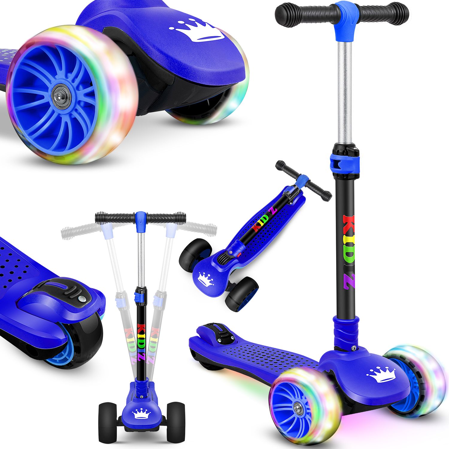KIDIZ&reg; Roller Kinder Scooter X-Pro2 Dreiradscooter mit PU LED Leuchtenden R&auml;der Kinderroller faltbar Tret-Roller h&ouml;henverstellbarer Cityroller Kinderscooter f&uuml;r Jungen M&auml;dchen 3-12 Jahre - Bild 1