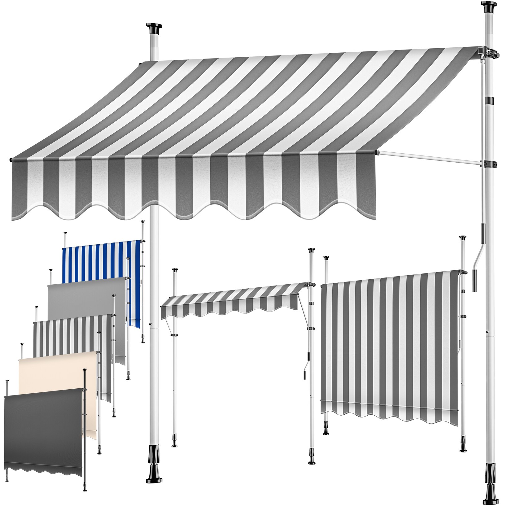 KESSER® Klemmmarkise mit Handkurbel Balkon, Balkonmarkise ohne Bohren, UV-beständig höhenverstellbar wasserabweisend , Sonnenschutz, Terrassenüberdachung , einfache Montage