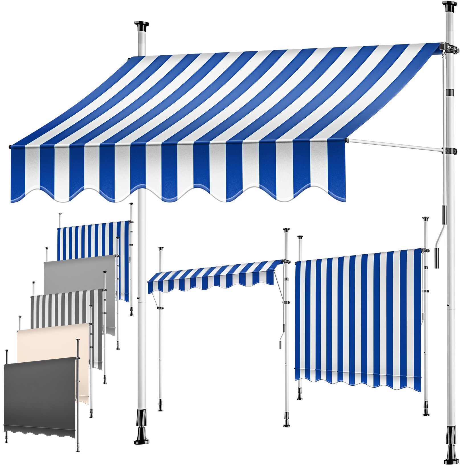 KESSER® Klemmmarkise mit Handkurbel Balkon, Balkonmarkise ohne Bohren, UV-beständig höhenverstellbar wasserabweisend , Sonnenschutz, Terrassenüberdachung , einfache Montage