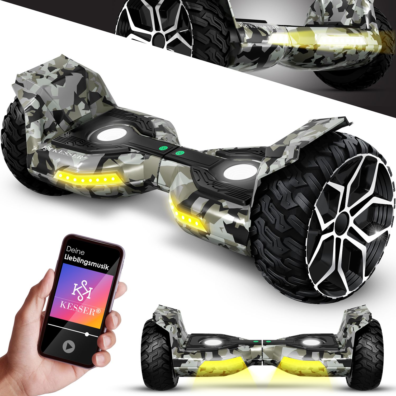 KESSER&reg; Hoverboard 8,5 Zoll 800 Watt K-HB-X10 mit Bluetooth Lautsprecher, LED Licht, Kinder Sicherheitsmodus, Dual Motor, Smart Elektro Self Balance Board Hover E-Scooter - Bild 1