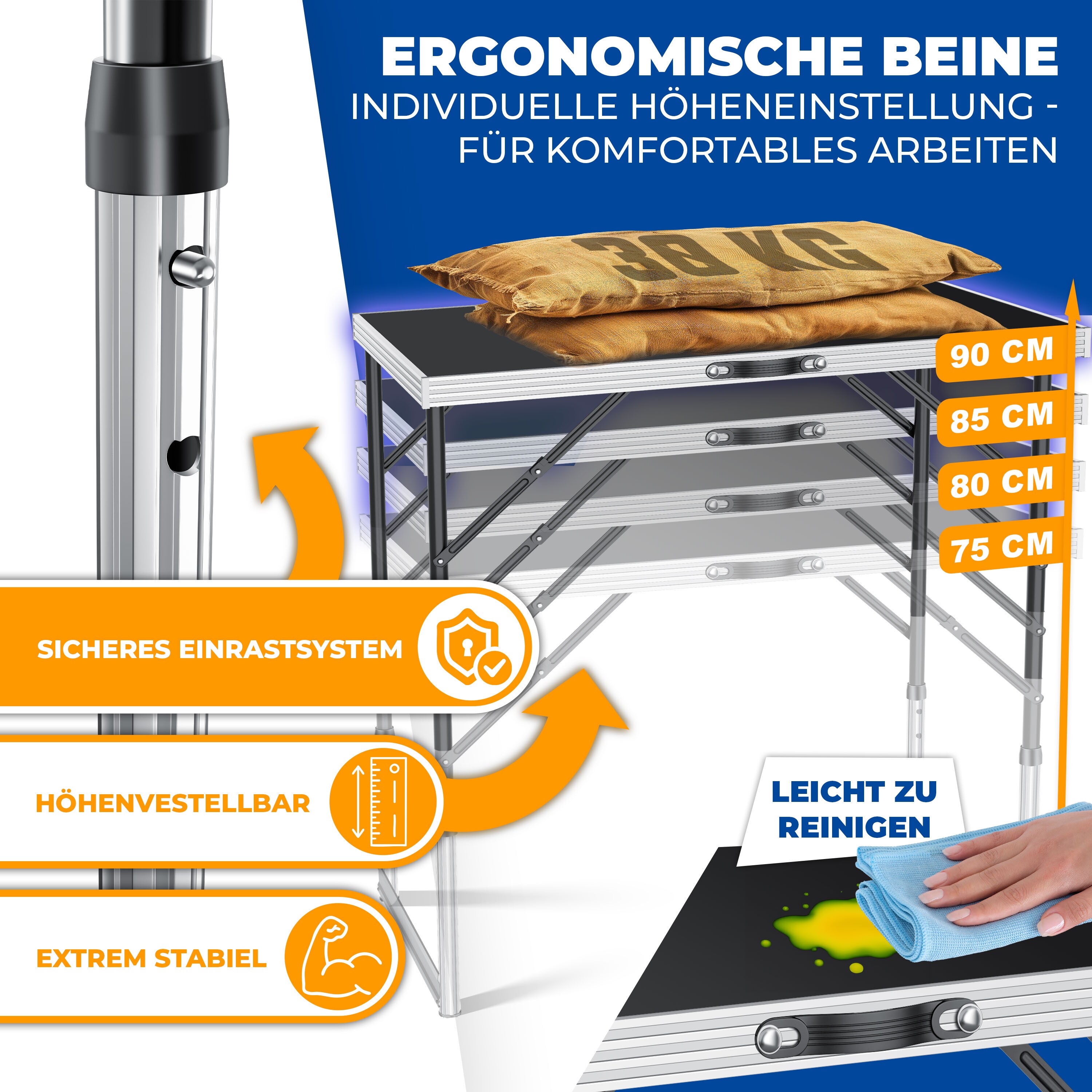 KESSER® Multifunktionstisch Profi 3- teilig, 100 x 60 cm, Tapeziertisch 30kg Tragkraft je Tisch Mit Ausziehfunktion Klapptisch Flohmarktisch Beistelltisch Mehrzwecktisch Campingtisch höhenverstellbar online kaufen bei Netto