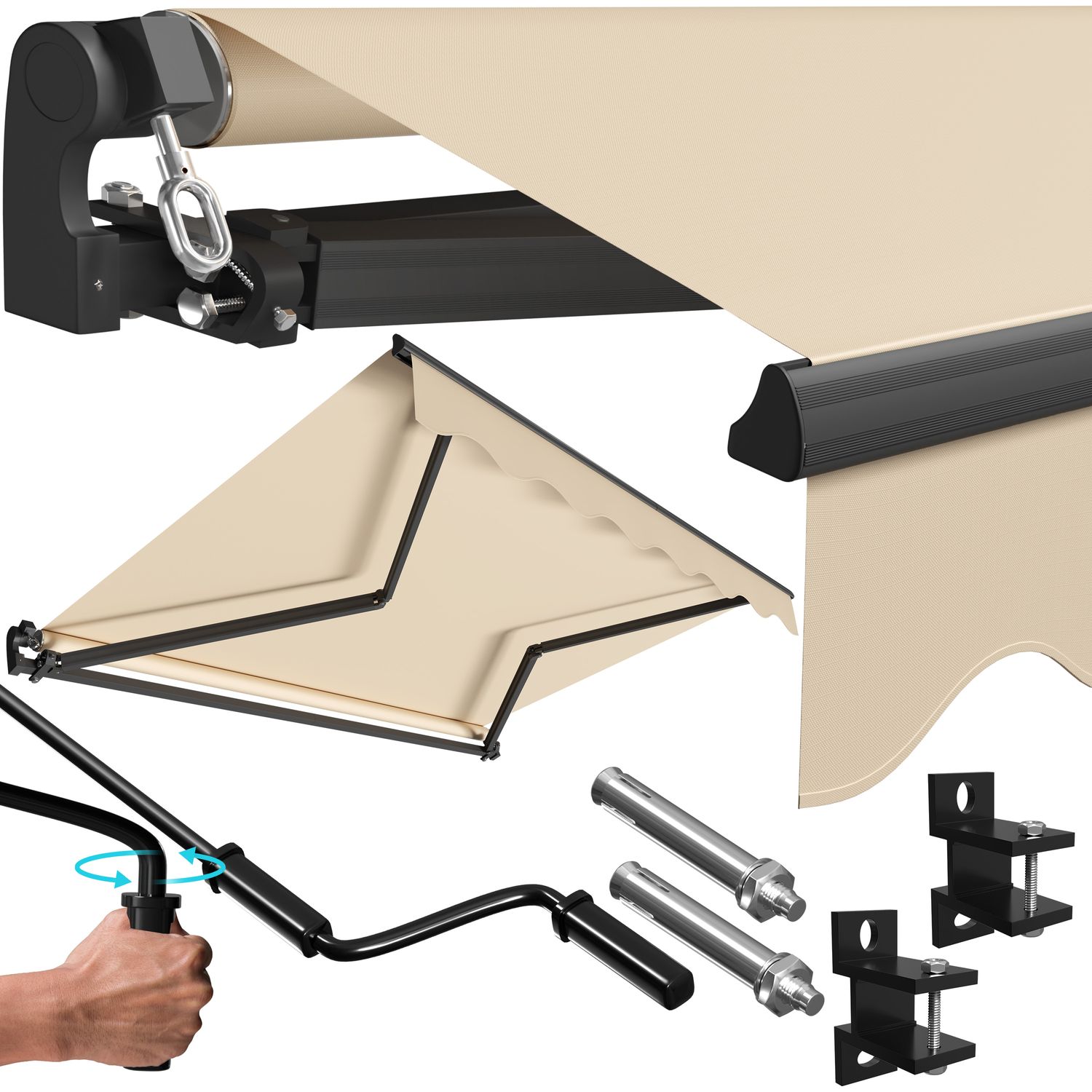 KESSER&reg; Gelenkarmmarkise manuelle Markise Gelenkmarkise Terrassenmarkise Klemmmarkise Sonnenmarkise inkl. Wandhalterung Sonnenschutz Balkonmarkise wasserabweisender Alu/Polyester - Bild 1