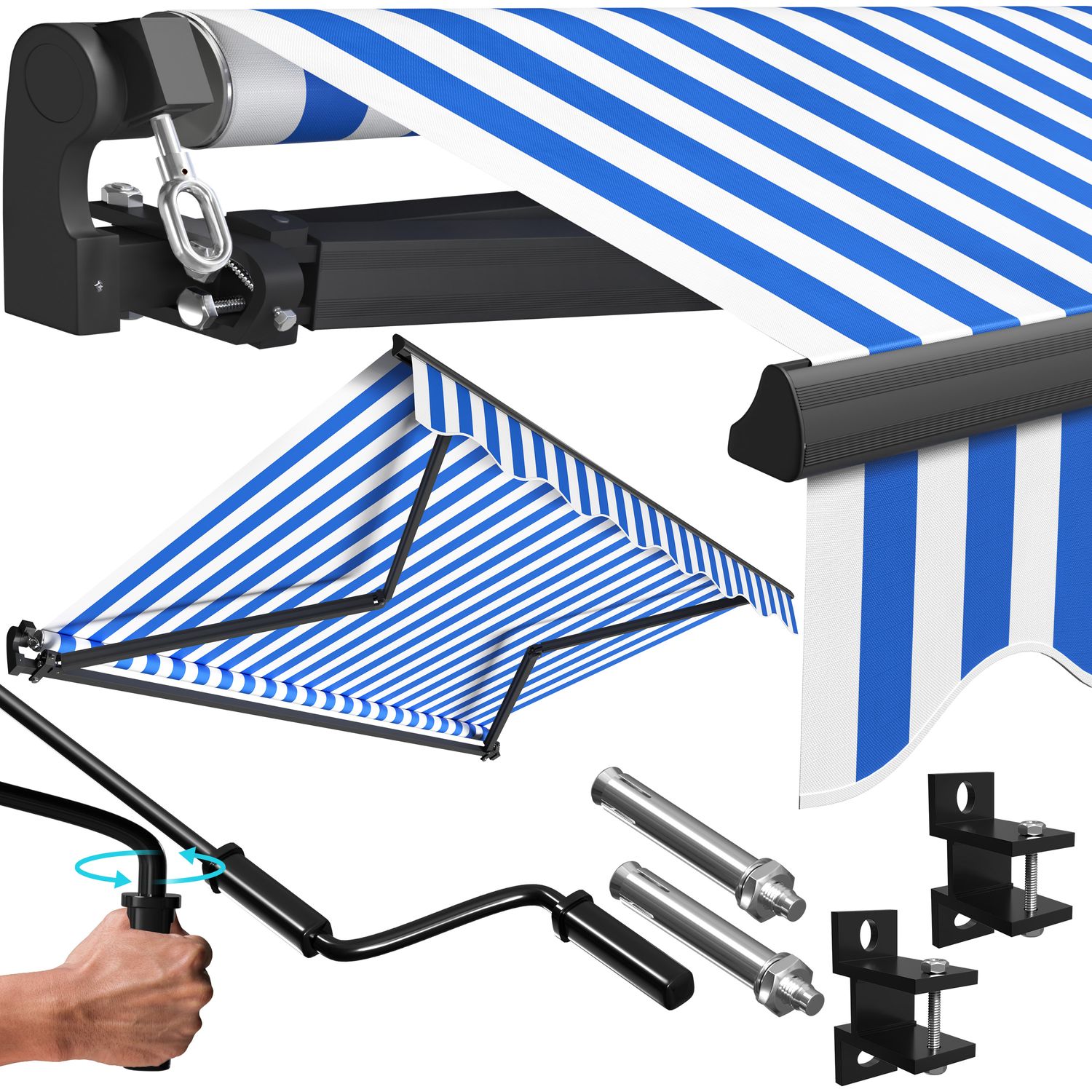 KESSER&reg; Gelenkarmmarkise manuelle Markise Gelenkmarkise Terrassenmarkise Klemmmarkise Sonnenmarkise inkl. Wandhalterung Sonnenschutz Balkonmarkise wasserabweisender Alu/Polyester - Bild 1