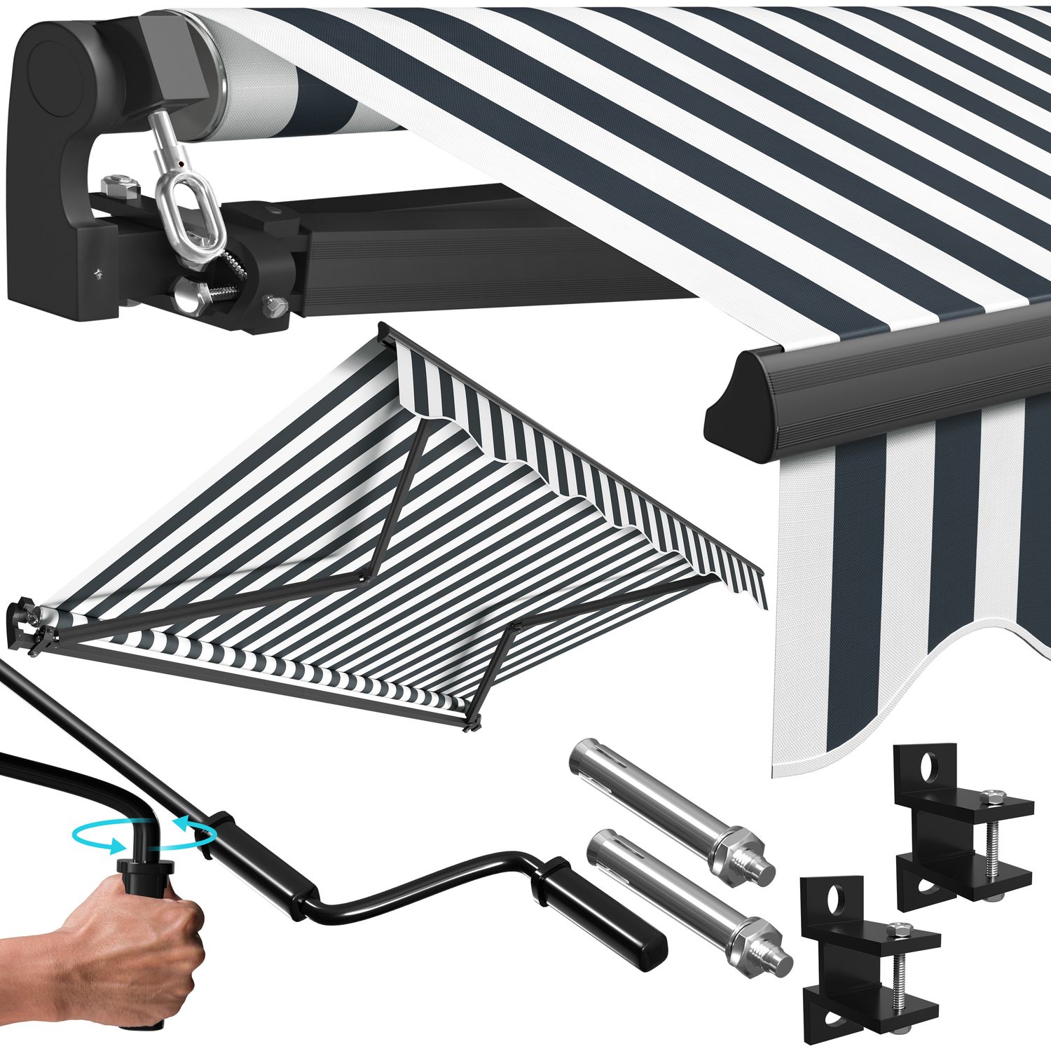 KESSER&reg; Gelenkarmmarkise manuelle Markise Gelenkmarkise Terrassenmarkise Klemmmarkise Sonnenmarkise inkl. Wandhalterung Sonnenschutz Balkonmarkise wasserabweisender Alu/Polyester - Bild 1