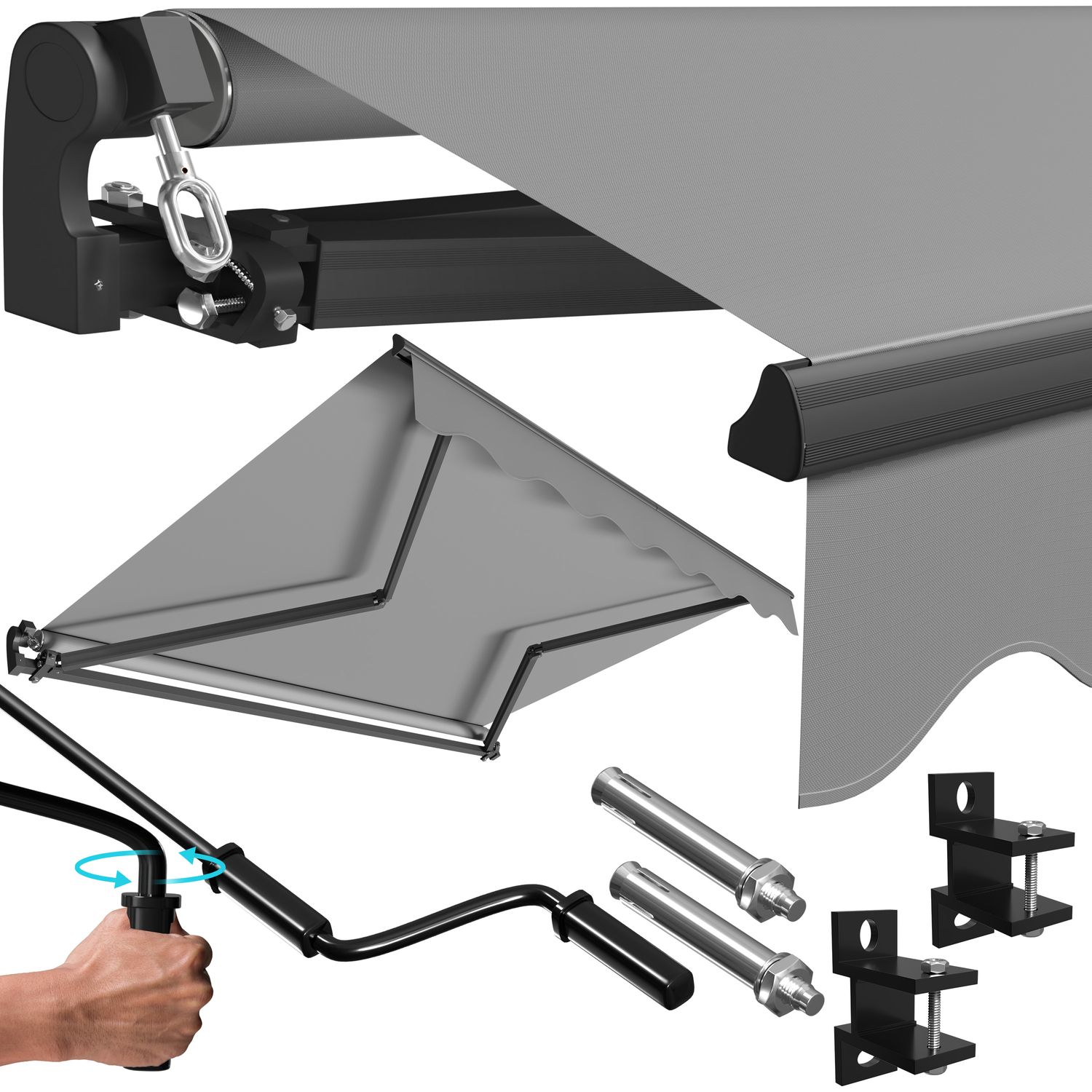 KESSER&reg; Gelenkarmmarkise manuelle Markise Gelenkmarkise Terrassenmarkise Klemmmarkise Sonnenmarkise inkl. Wandhalterung Sonnenschutz Balkonmarkise wasserabweisender Alu/Polyester - Bild 1