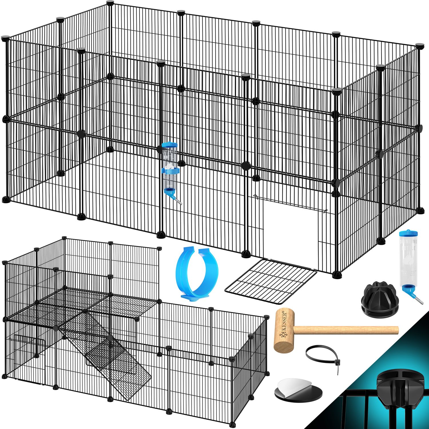 KESSER&reg; Freigehege Gittergehege f&uuml;r Kaninchen aus Metallgitter XXL inkl. T&uuml;r & Trinkflasche Kleintiergehege Meerschweinchen Gehege Freilauf, Kleintierk&auml;fig Laufgitter Hasenstall f&uuml;r Innen - drau&szlig;en - Bild 1
