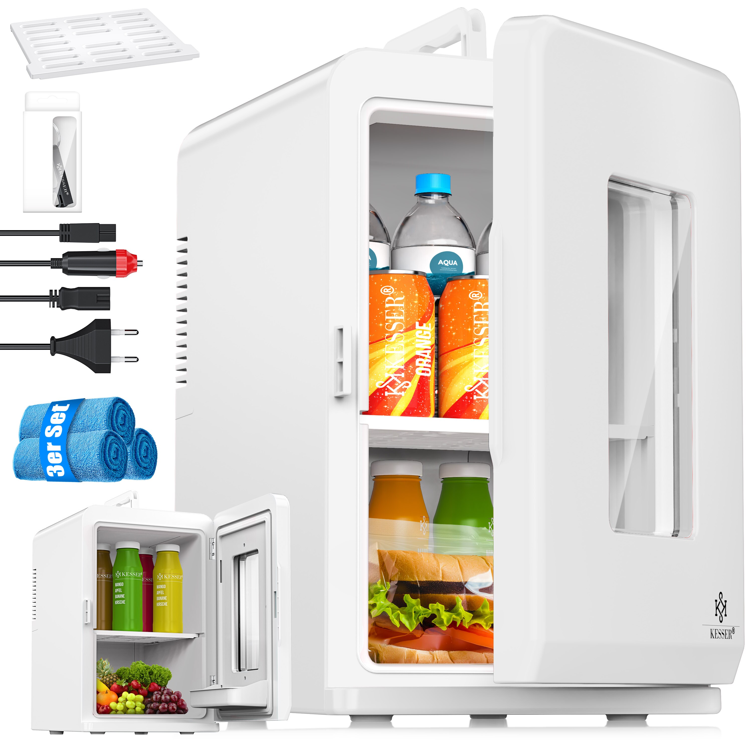 KESSER&reg; 2in1 Mini K&uuml;hlschrank K&uuml;hlbox 15 Liter K&uuml;hl und Heizfunktion Tragbarer AC DC 220-240V/12V Steckdose und Zigarettenanz&uuml;nder Warmhaltebox Mini-Thermobox Auto B&uuml;ros Zimmer Camping Garten - Bild 1